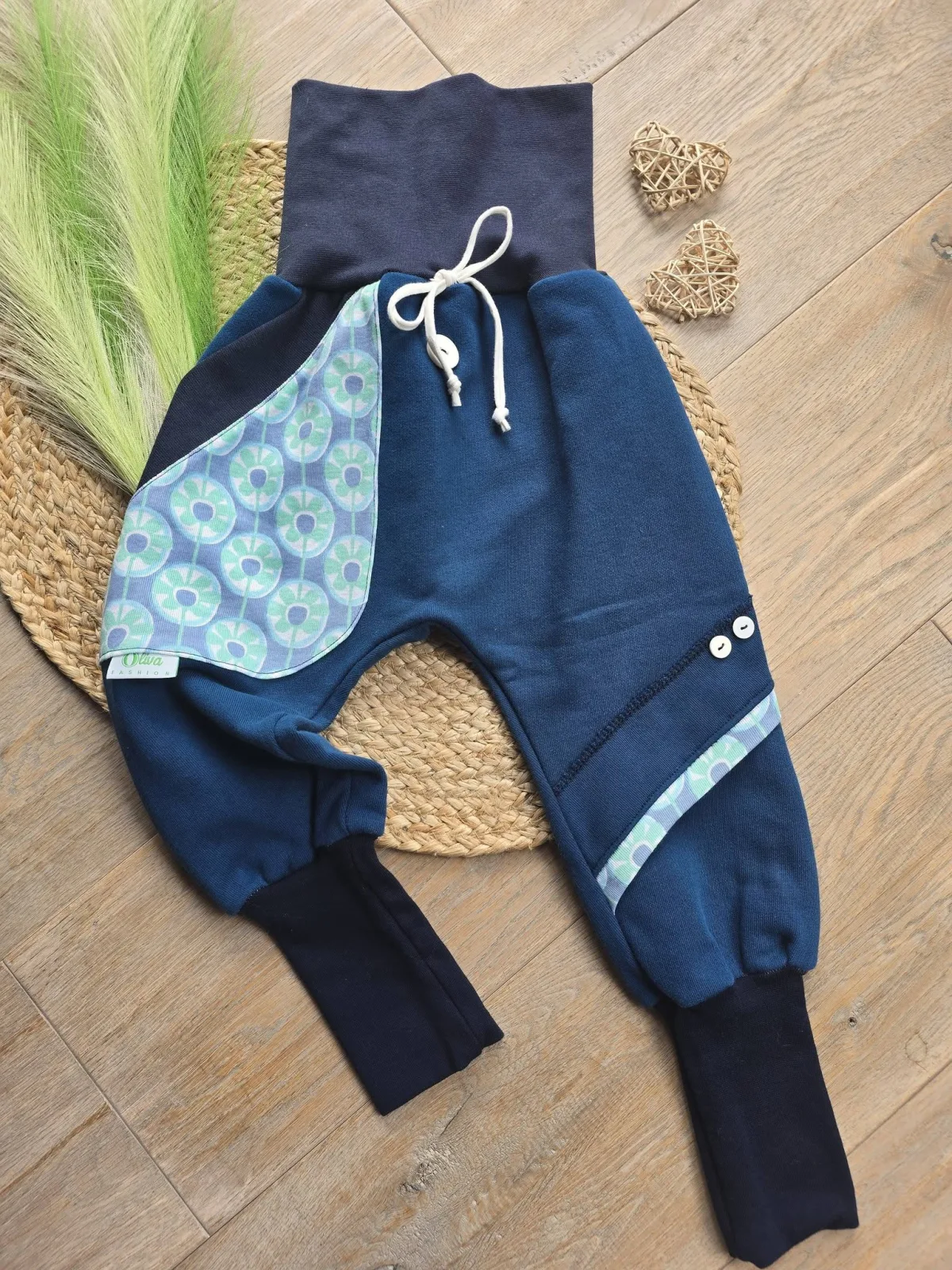 Pumphose Gr.98/104 Organic dickerem Sweat Übergangshose Unikat