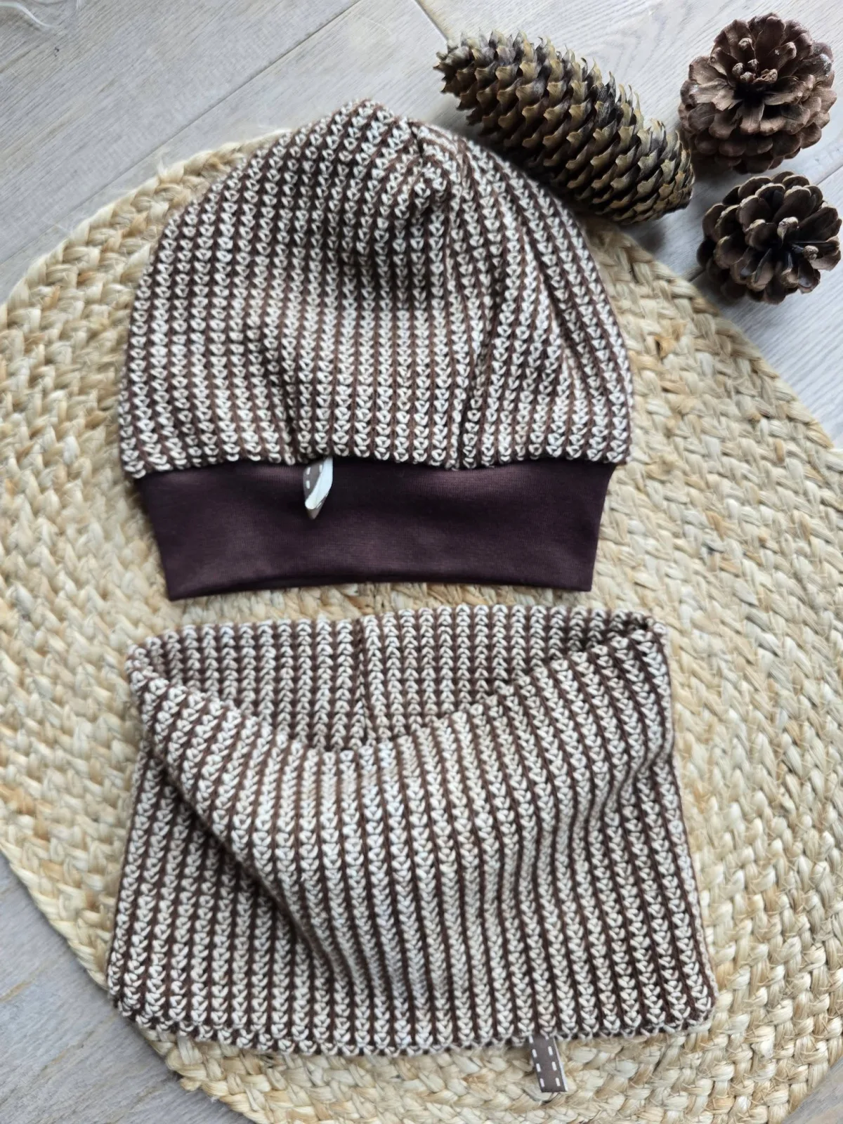 Strickmütze KU.48-52 cm gefütterte Mütze, doppellagiger Dreiecks-Loop – Bild 4