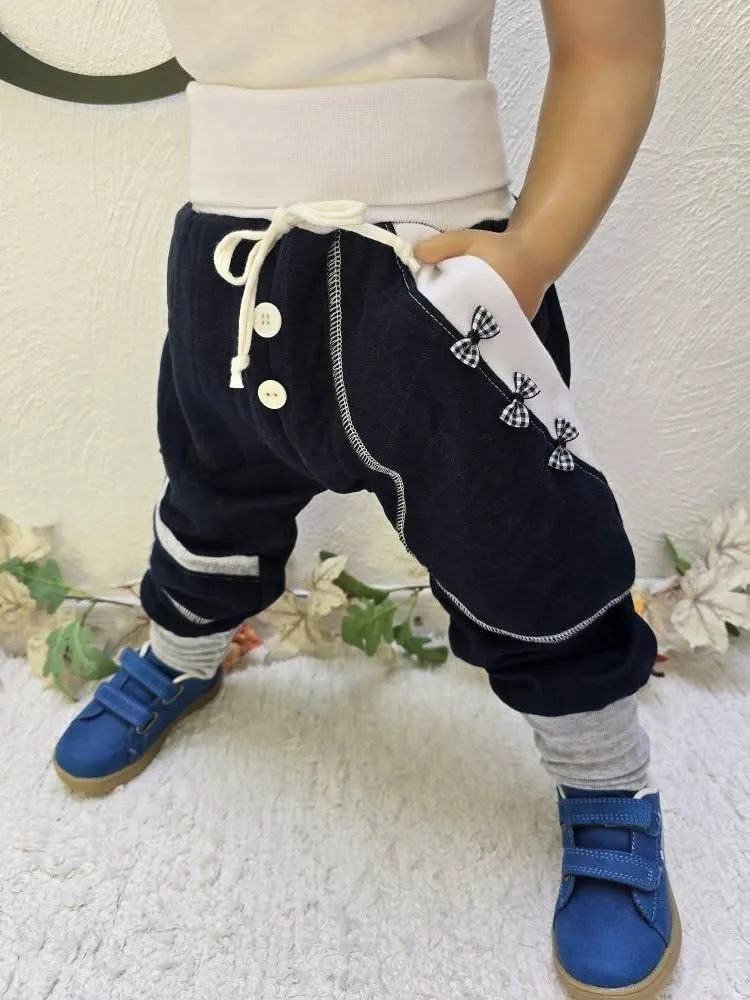 Gesteppte Kinderhose Gr.98/104 mit Schleife – Warme Herbst, Winter