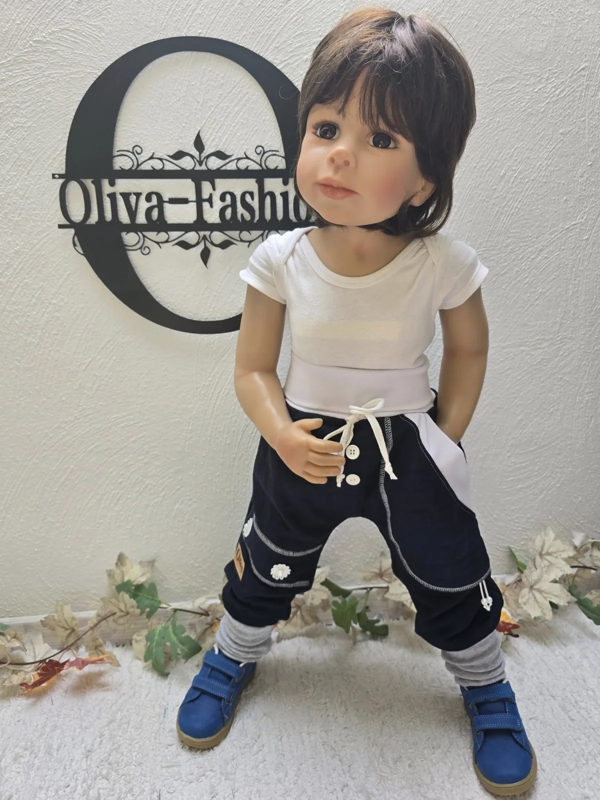 Gesteppte Kinderhose Gr.98/104 mit Spitze – Übergang, Blumenspitze – Bild 6