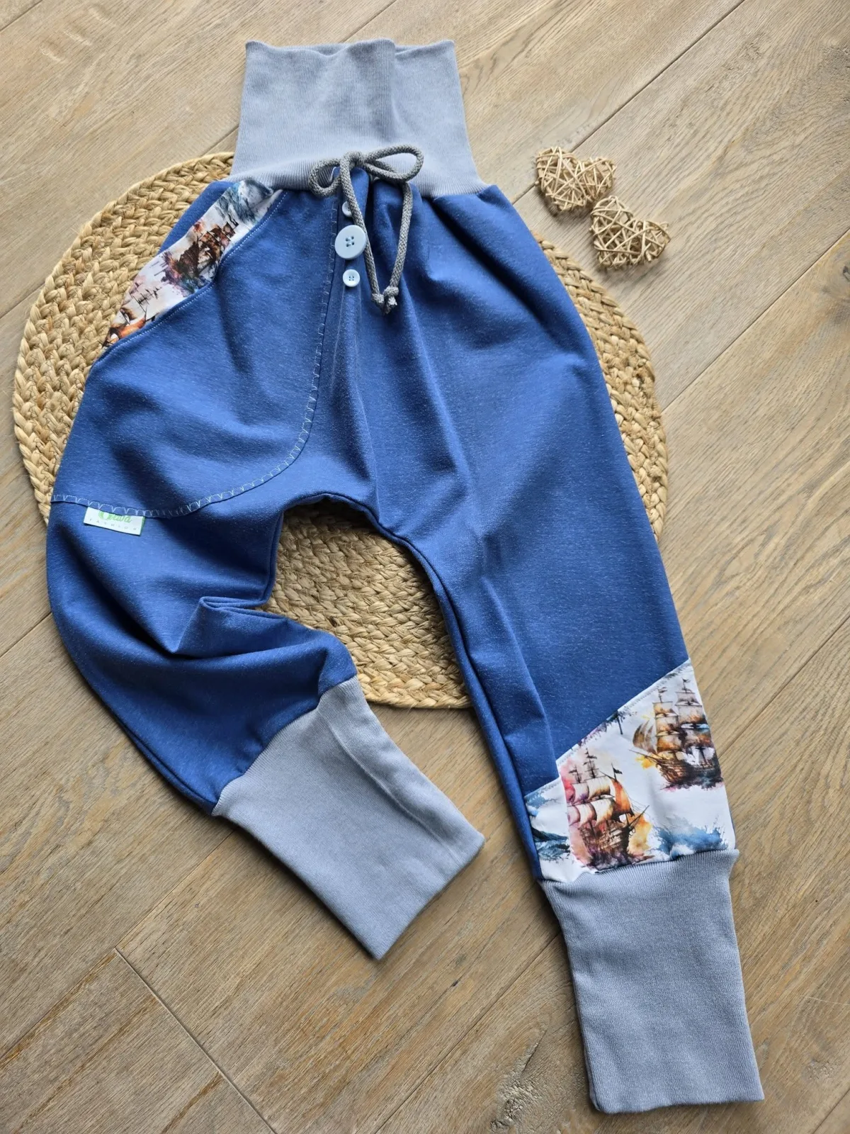 Organic Sweat Pumphose Unisex 110/116 Blau Piratenboot