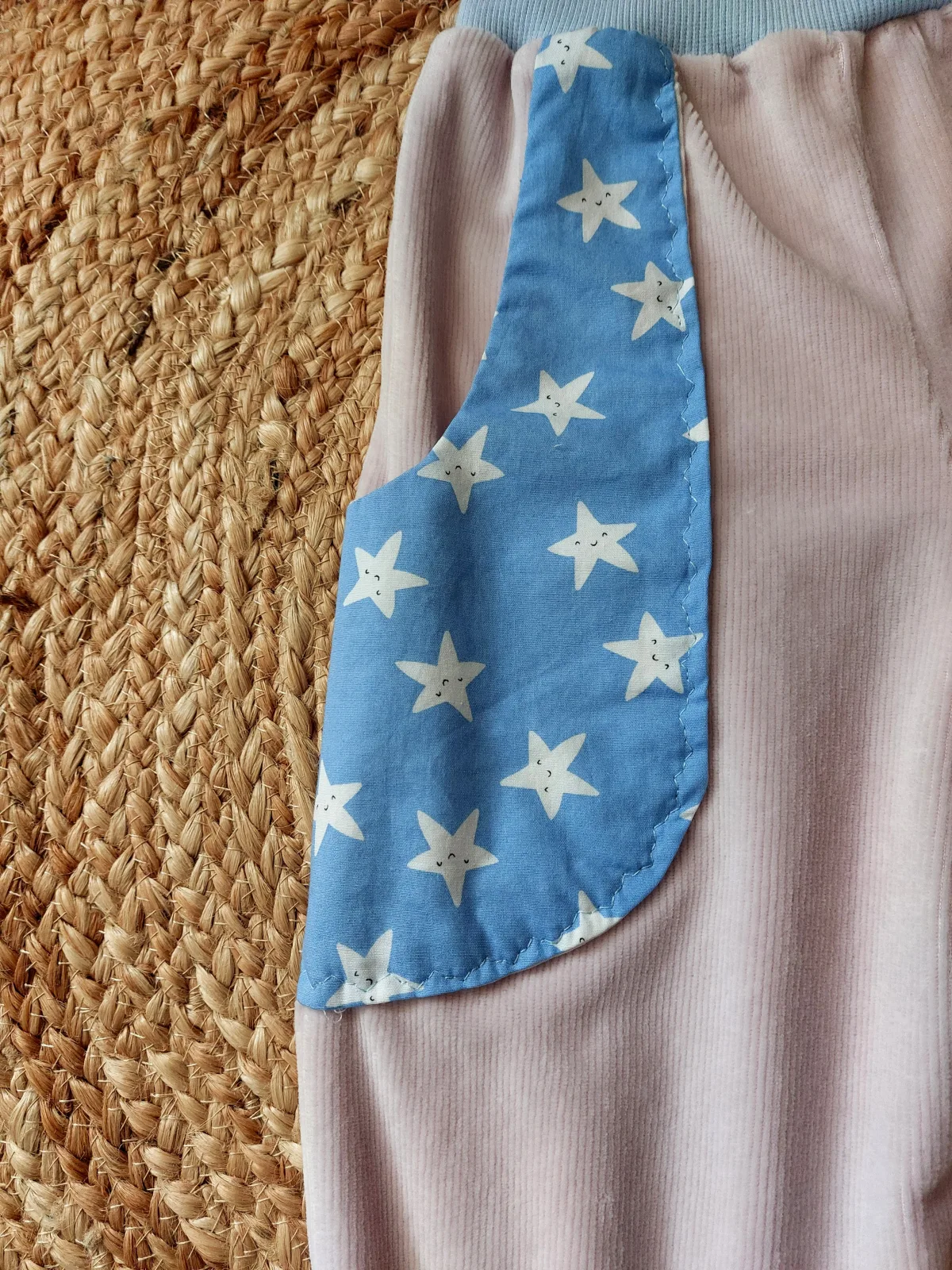 Pumphose für Kleinkinder aus Rippenjersey , Größe 92, Farben rose/ blau – Bild 3
