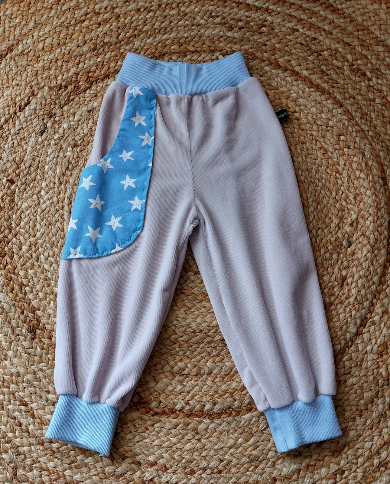 Pumphose für Kleinkinder aus Rippenjersey , Größe 92, Farben rose/ blau – Bild 4