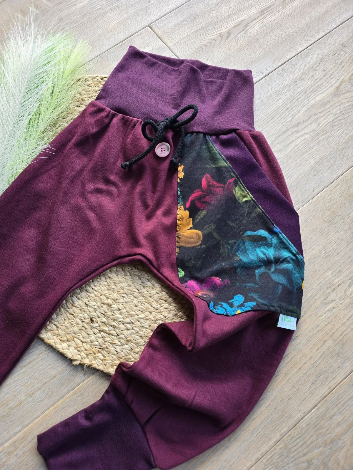 Organic Kinder Mädchen Pumphose 110/116 Beere Blumen, Sweat – Bild 3
