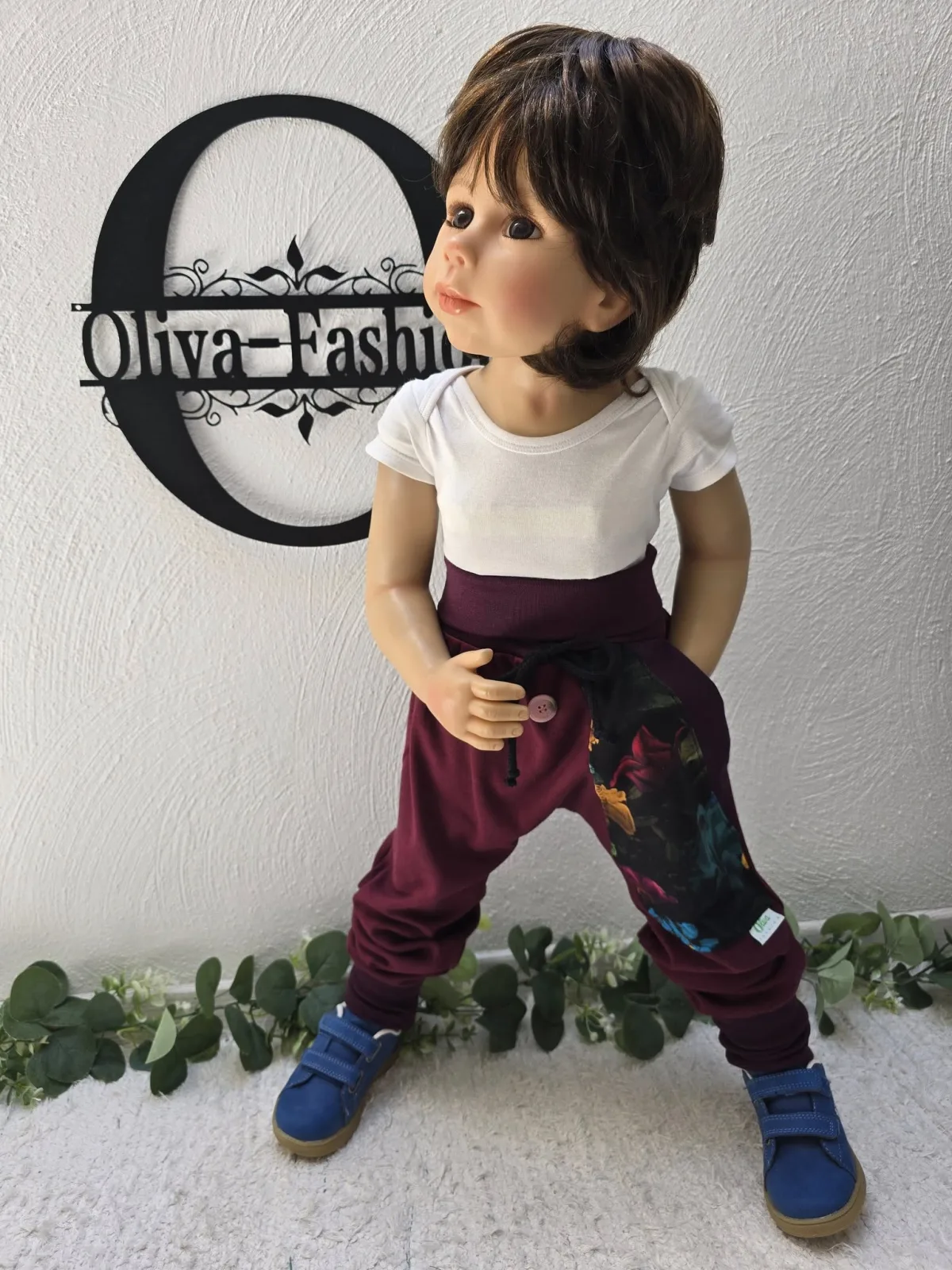 Organic Kinder Mädchen Pumphose 110/116 Beere Blumen, Sweat – Bild 6