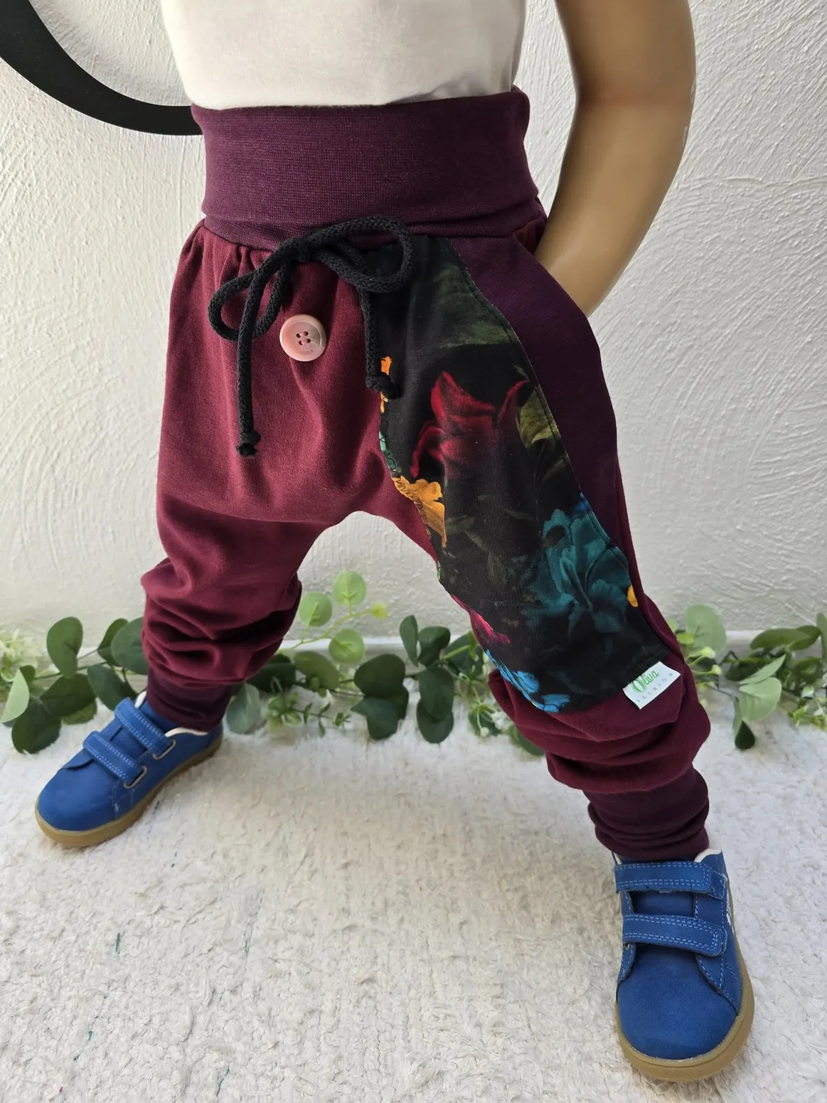 Organic Kinder Mädchen Pumphose 110/116 Beere Blumen, Sweat – Bild 2