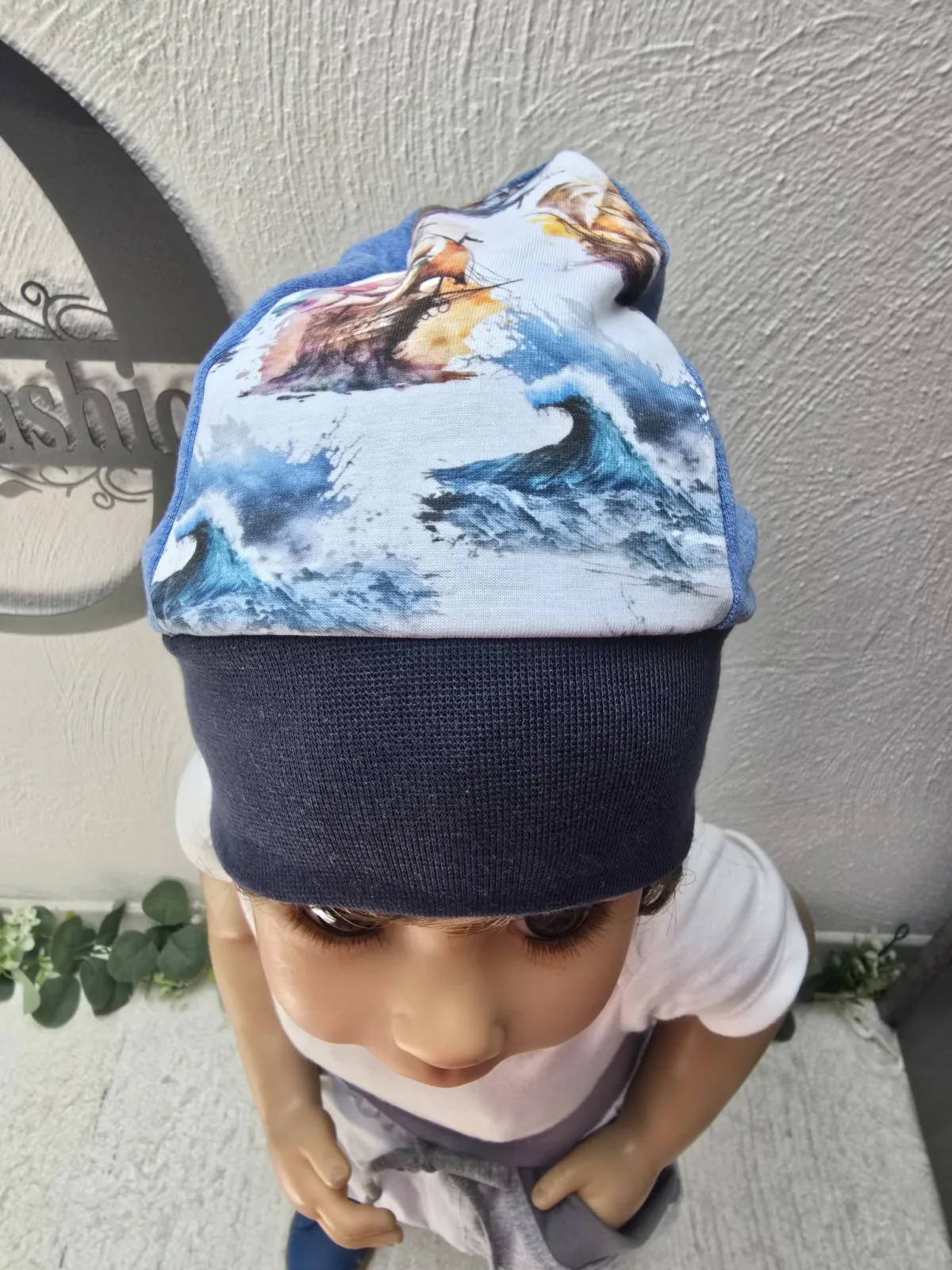 Organic Sweat Beanie Mütze Kinder Piratenschiff KU.48-52 cm – Bild 2