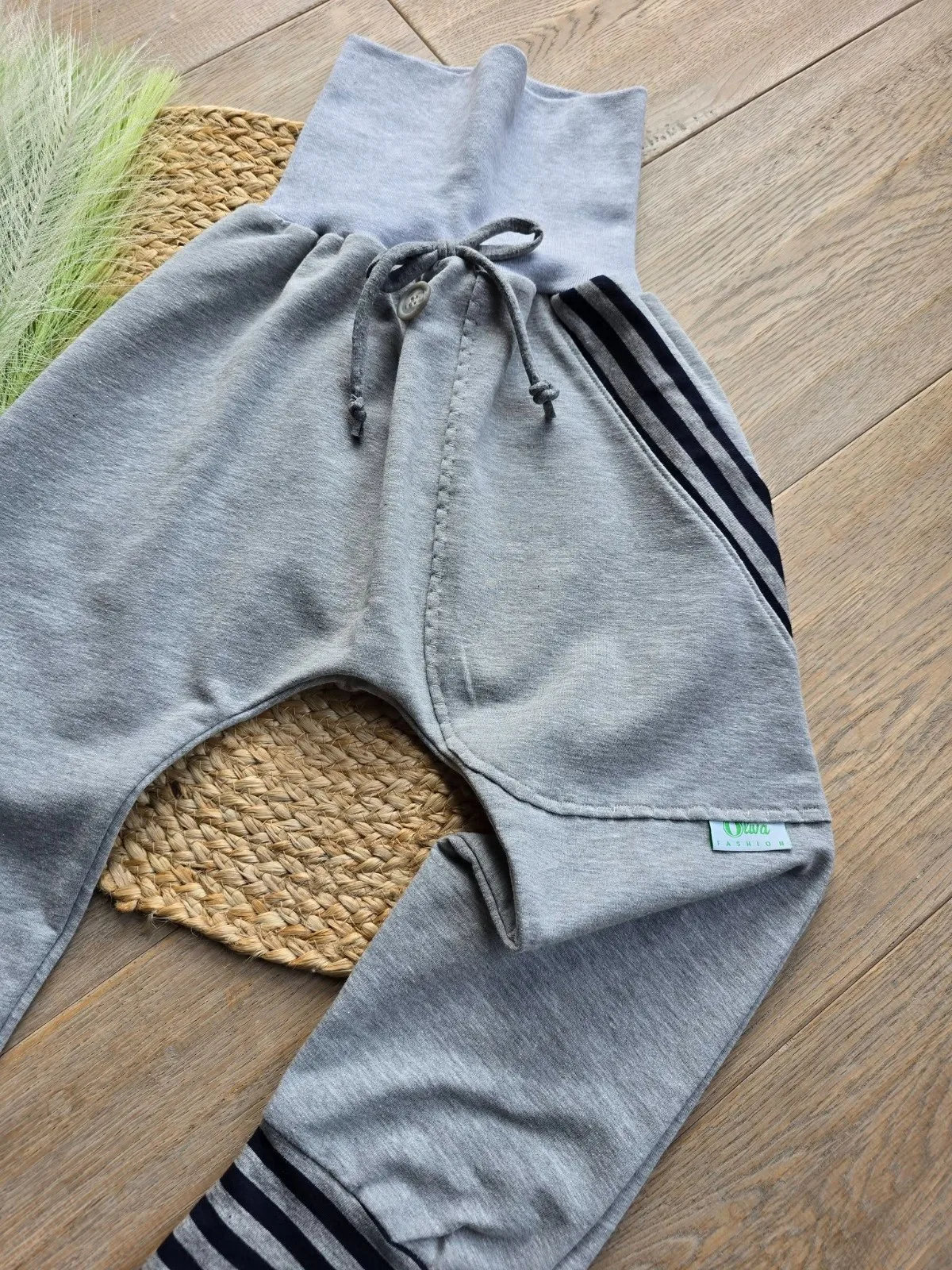 Organic Kinder Unisex Grau Pumphose Gr.110/116 Sweat Streifen – Bild 3