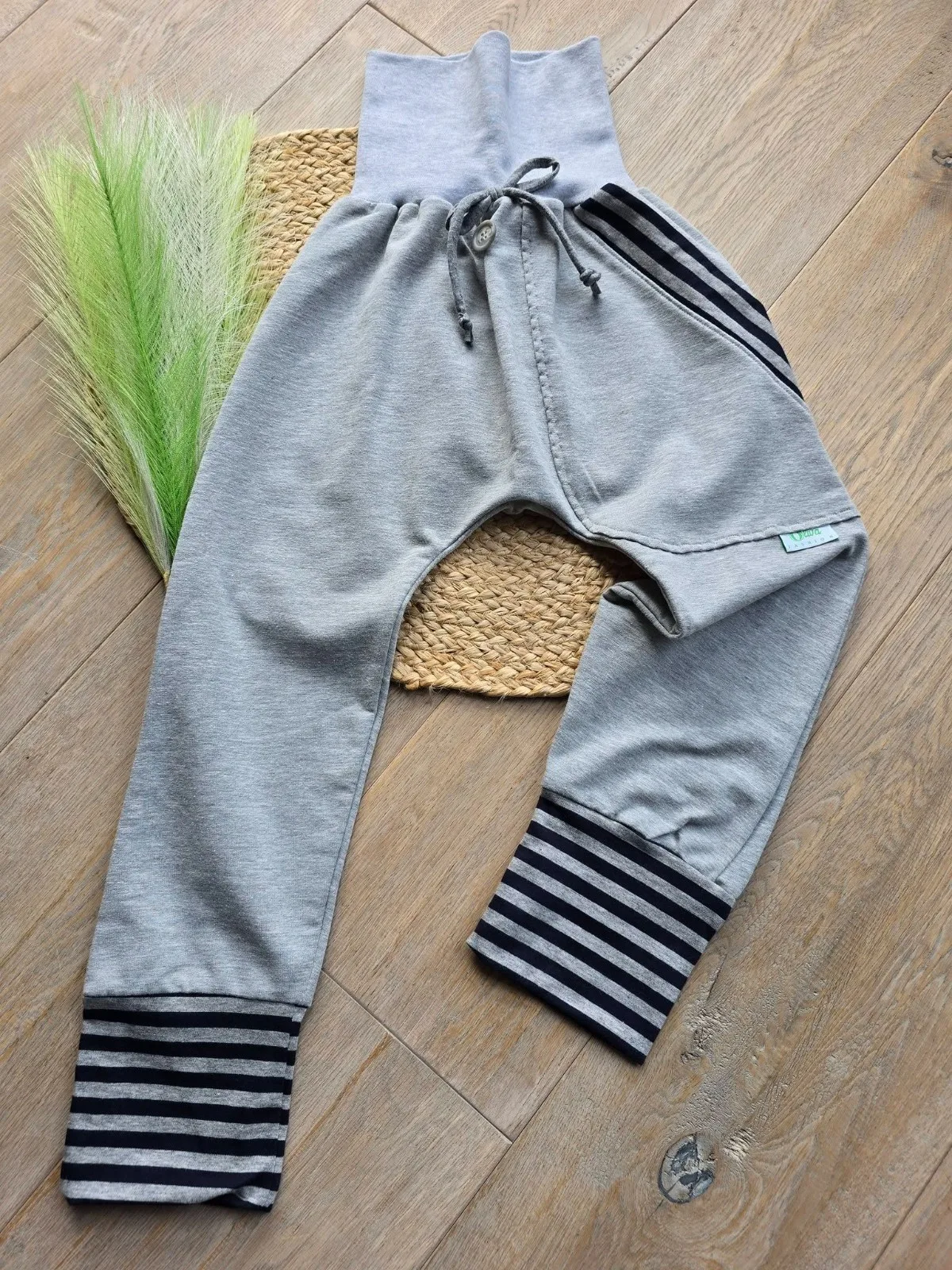 Organic Kinder Unisex Grau Pumphose Gr.110/116 Sweat Streifen