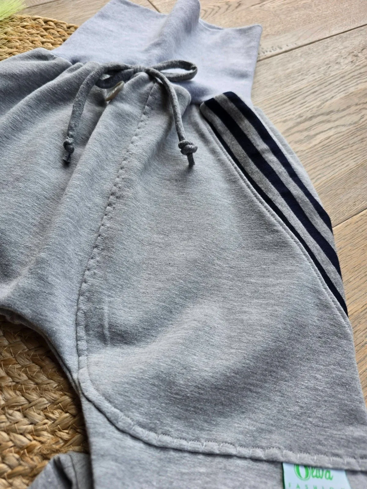 Organic Kinder Unisex Grau Pumphose Gr.110/116 Sweat Streifen – Bild 5