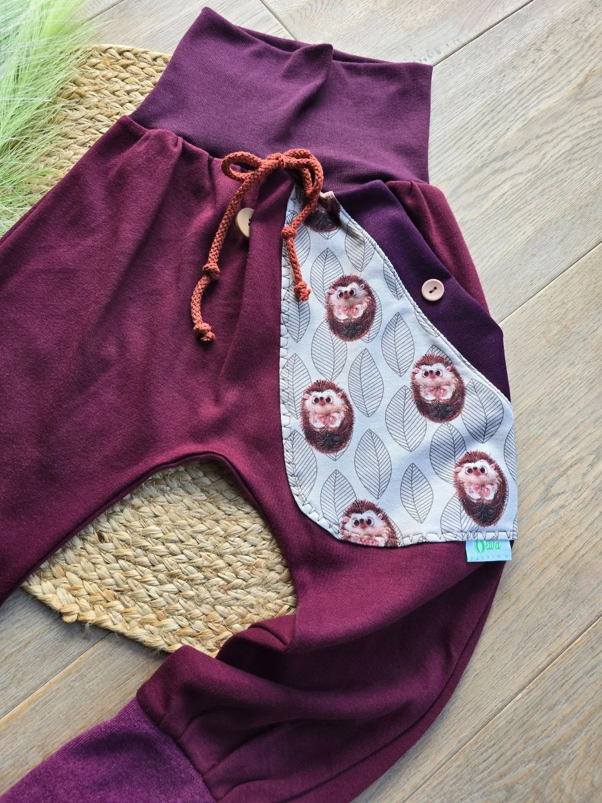 Organic Kinder Mädchen Pumphose 110/116 Beere Igel, Sweat – Bild 3