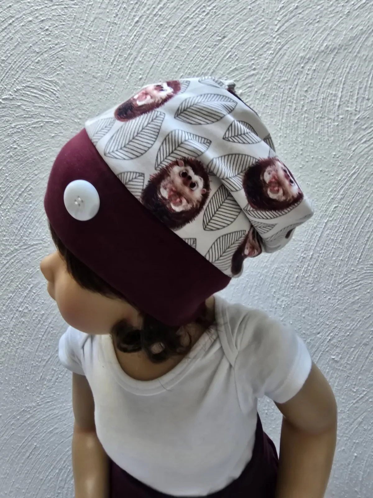 Beanie Mütze Sweat Organic KU.48-52 gefüttert Unisex Igel