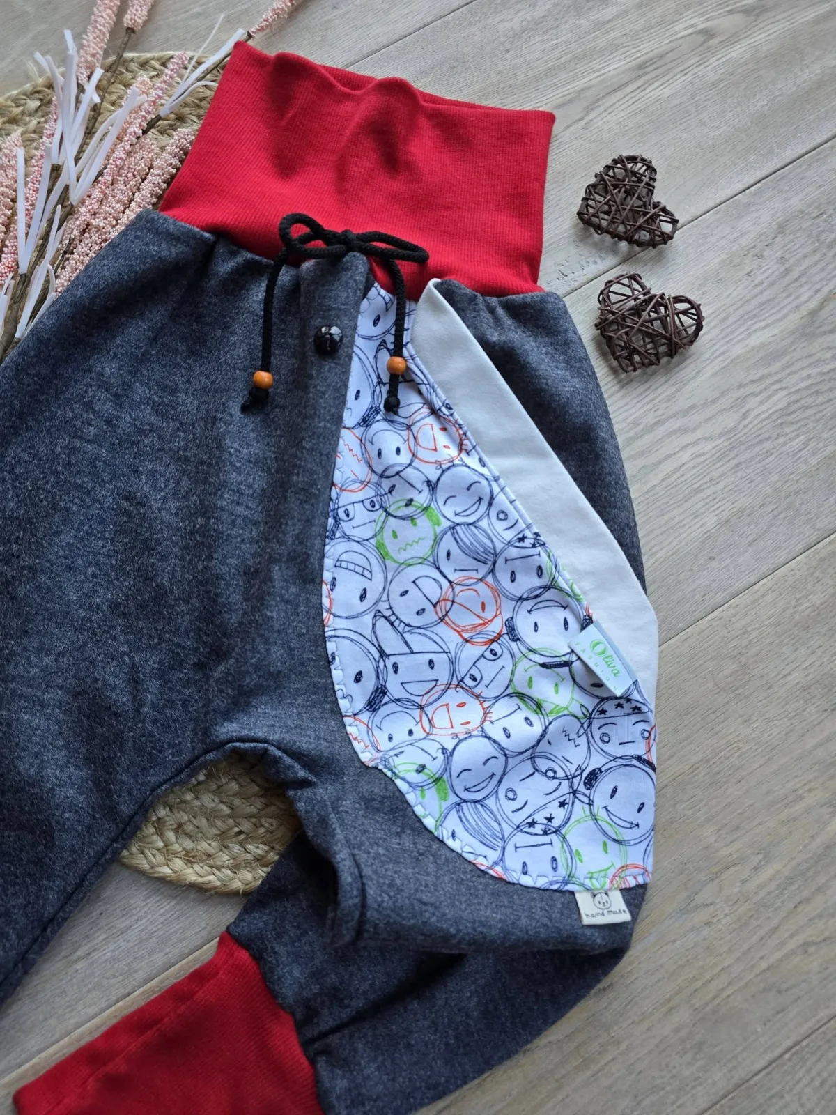 Kinder Pumphose Smiley Unisex Gr.110/116 Unikat Stoffhose – Bild 2