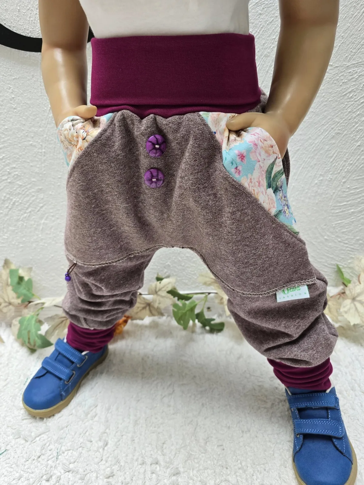 Pumphose Gr.98/104 Organic dickem Wintersweat Kängurutasche
