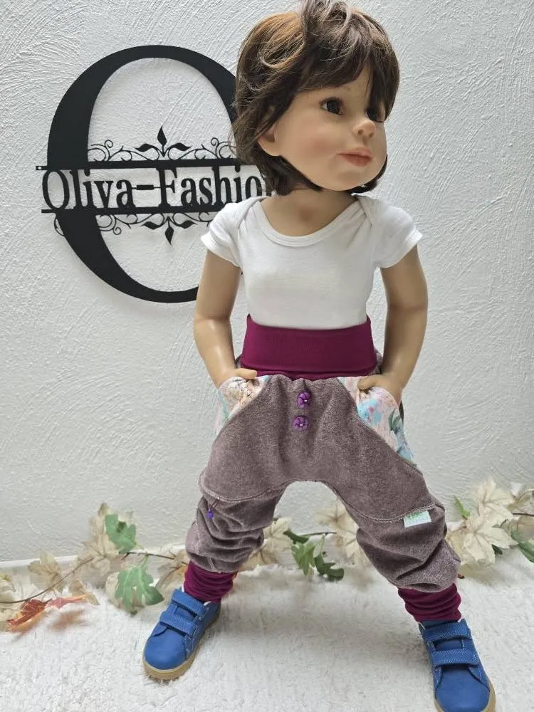 Pumphose Gr.98/104 Organic dickem Wintersweat Kängurutasche – Bild 5
