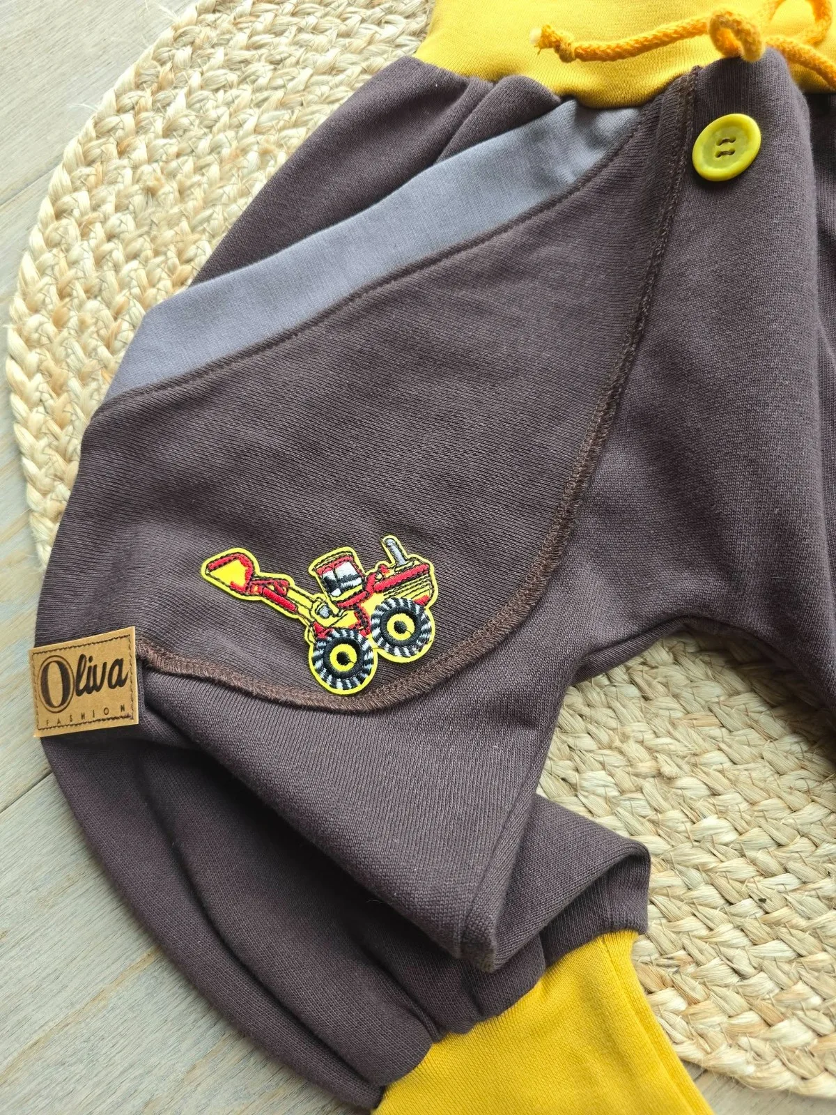 Pumphose aus angerautem Wintersweat Gr.98/104 Bagger Braun – Bild 3