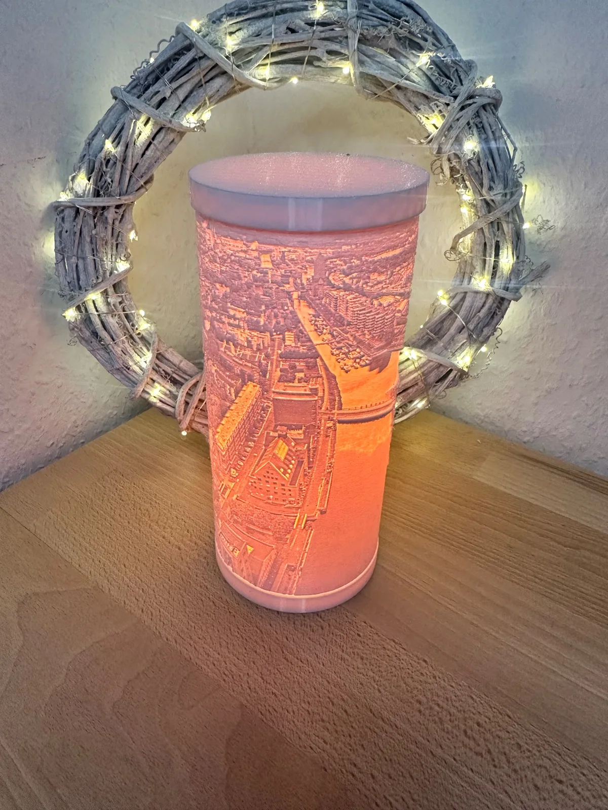 3D-Lithophane-Portätlampe (Gedenkenlampe) aus PETG Ø8cm
