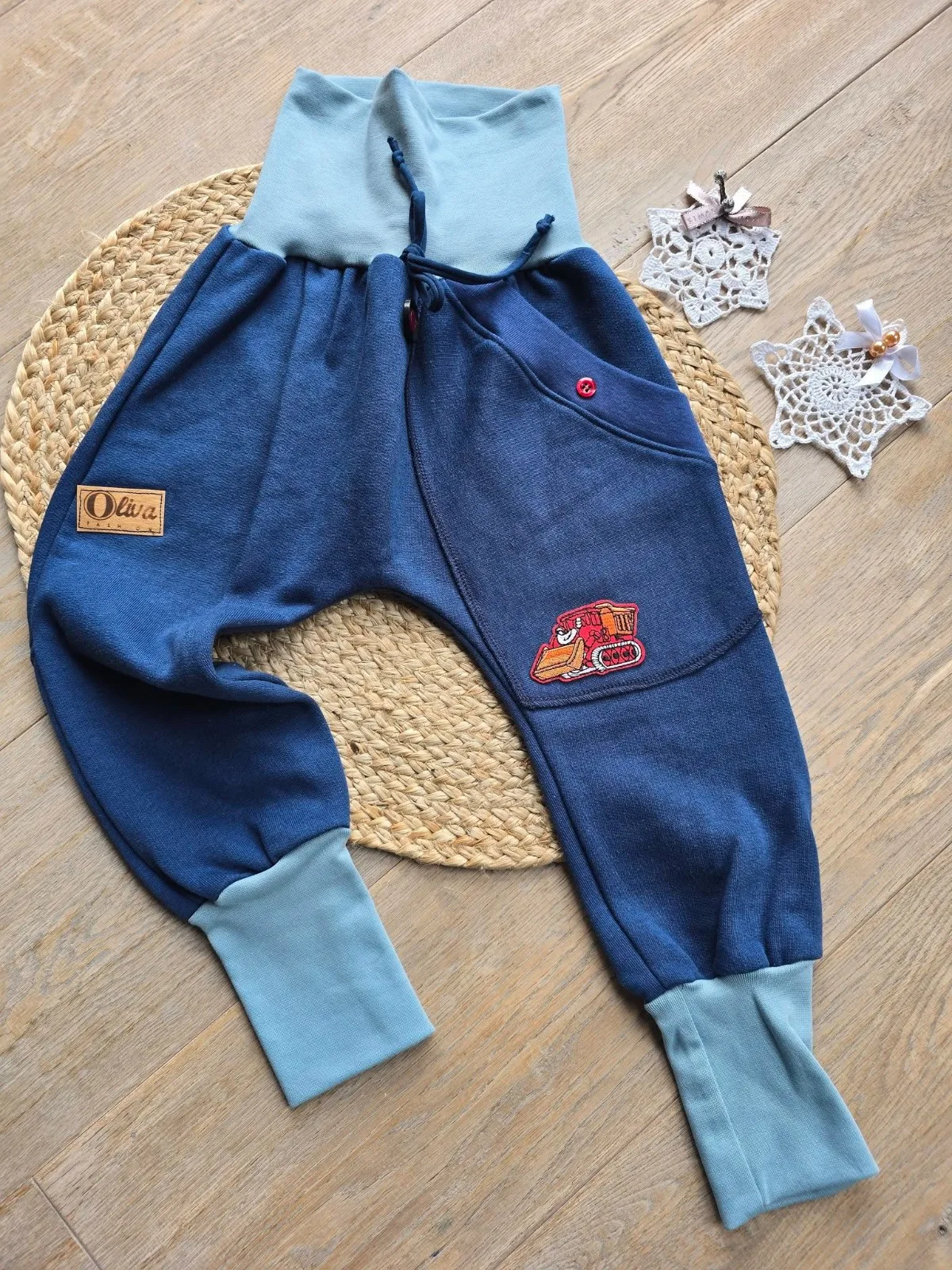 Pumphose Wintersweat Gr.98/104 Warm, Jungenhose mit Bagger – Bild 2