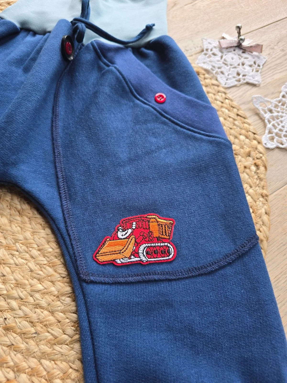 Pumphose Wintersweat Gr.98/104 Warm, Jungenhose mit Bagger – Bild 3