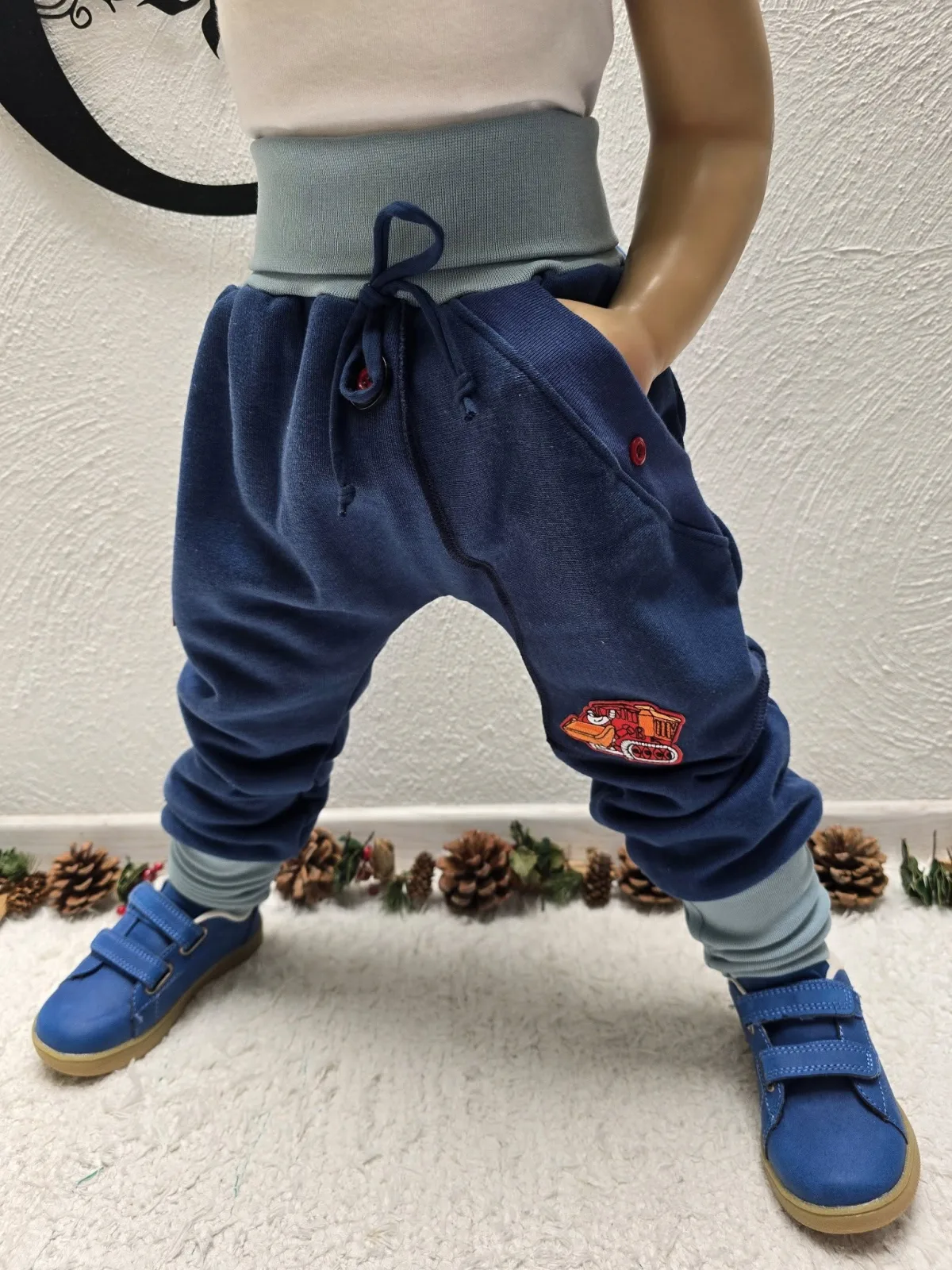 Pumphose Wintersweat Gr.98/104 Warm, Jungenhose mit Bagger