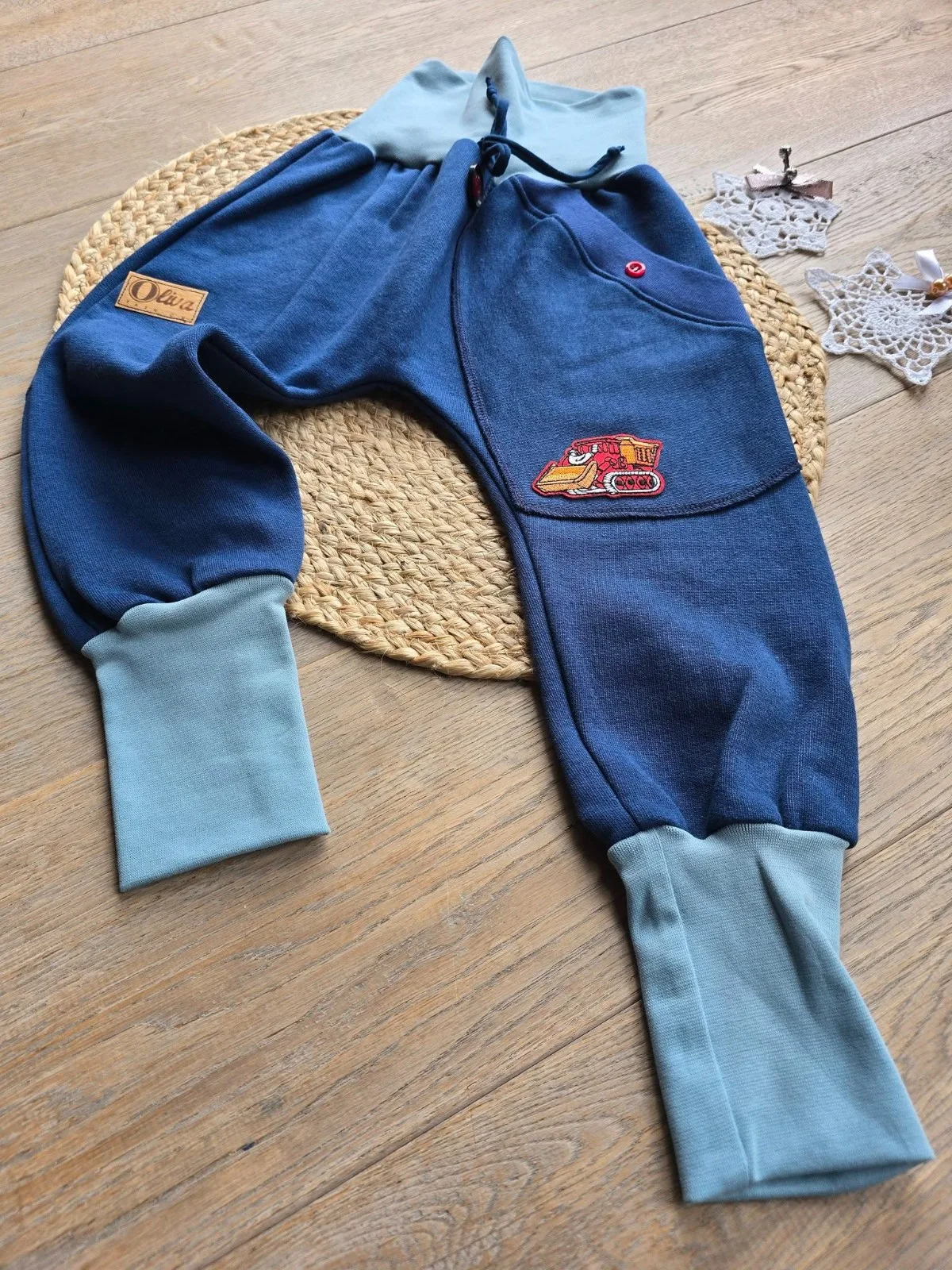 Pumphose Wintersweat Gr.98/104 Warm, Jungenhose mit Bagger – Bild 4
