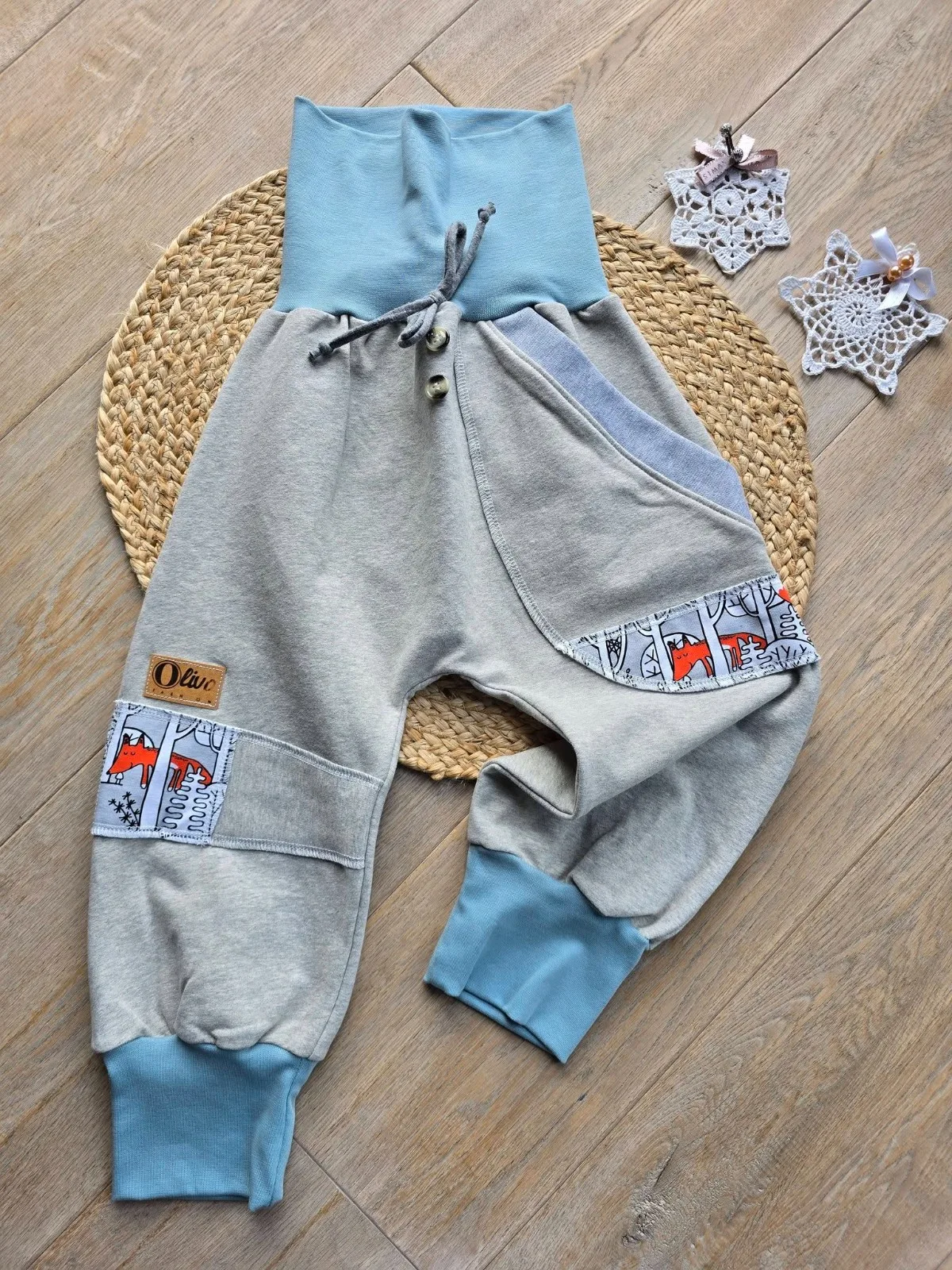Pumphose, angerautem Wintersweat Gr.98/104 Warm, mit Fuchs
