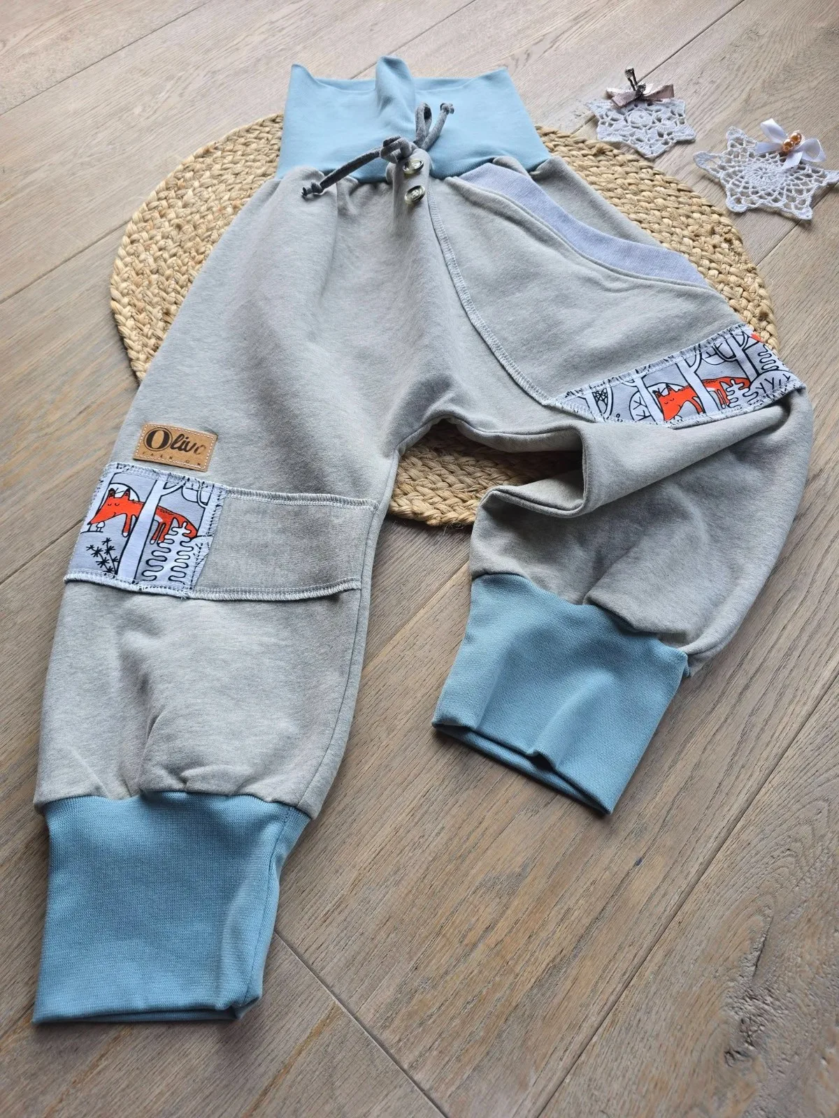 Pumphose, angerautem Wintersweat Gr.98/104 Warm, mit Fuchs – Bild 5