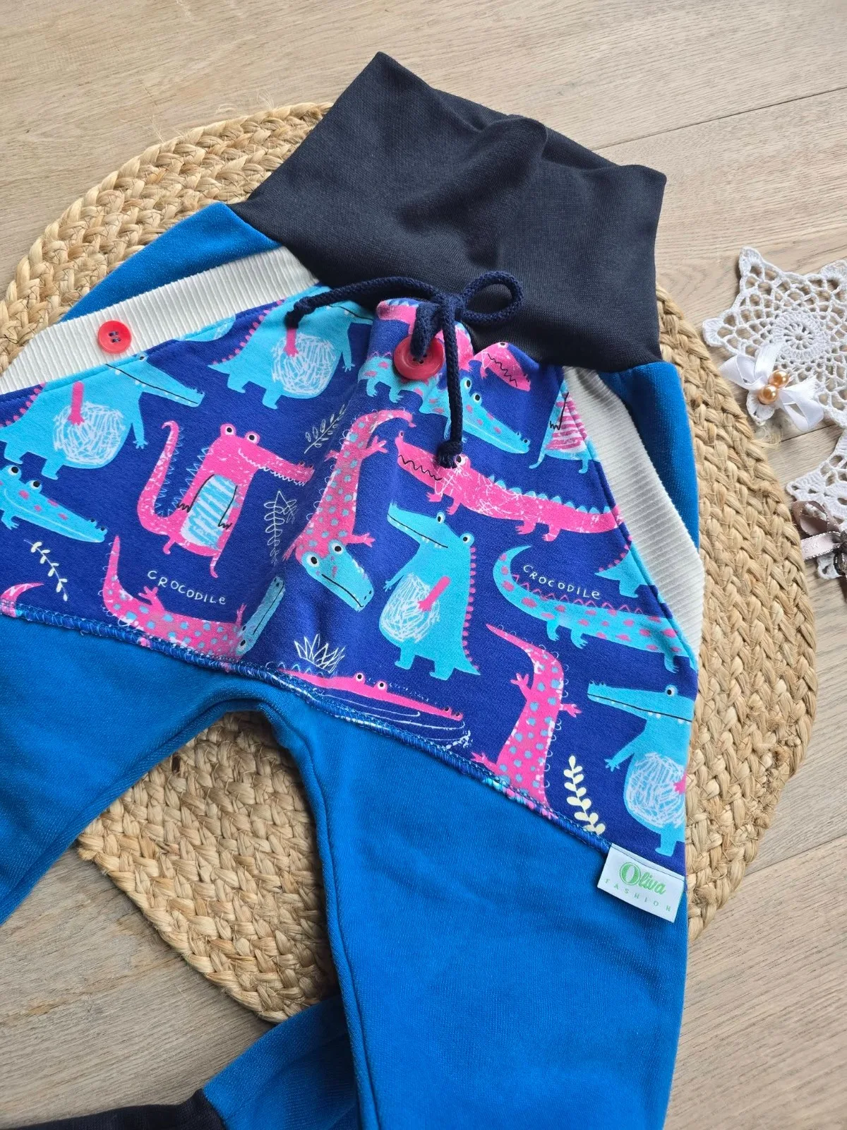 Pumphose, angerautem Wintersweat Gr.116/122 Kängurutasche Tiere – Bild 2
