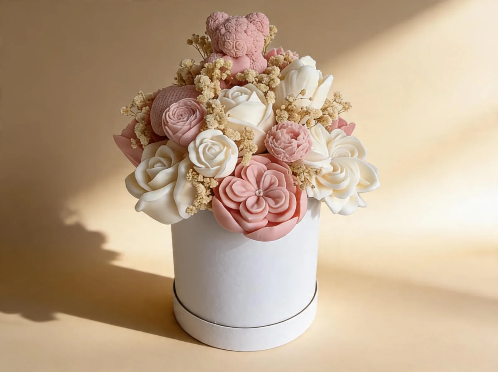 Wachsblumenstrauß mit Bär – handgemachte Blumendeko & Geschenkidee | Lovebear Bloom – Bild 6
