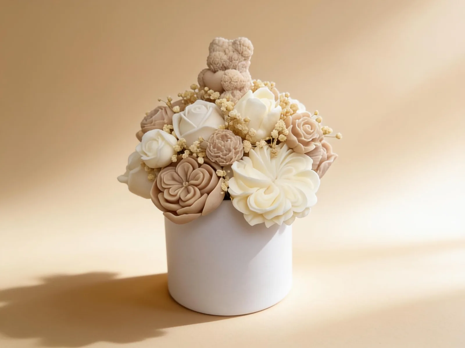 Wachsblumenstrauß mit Bär – handgemachte Blumendeko & Geschenkidee | Lovebear Bloom – Bild 2