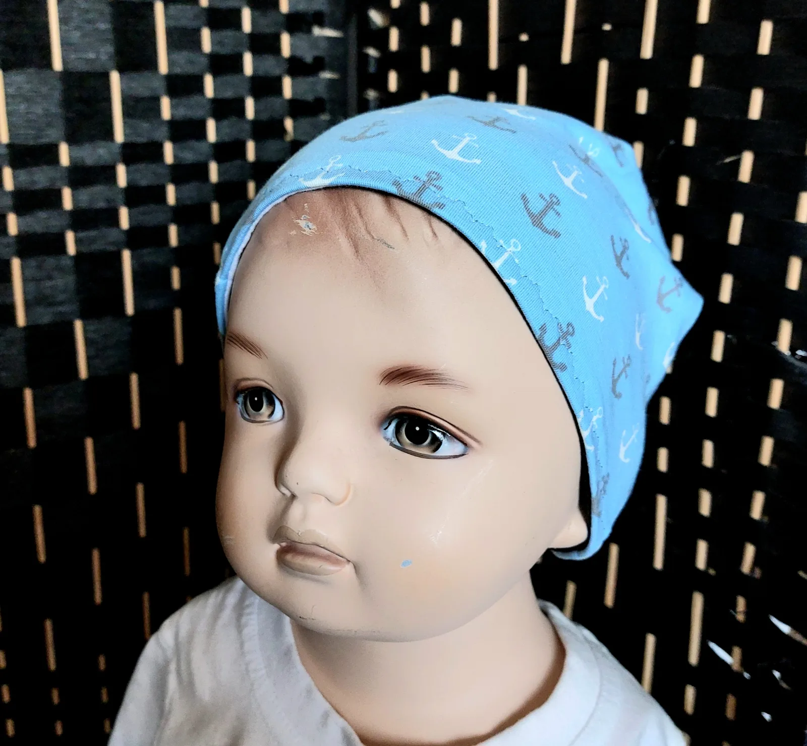 Beanie aus Baumwolljersey mit Ankermotiv