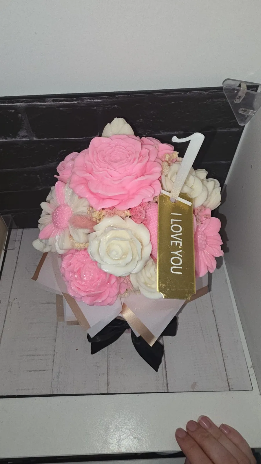 Kerzenstrauß Daisy Blush – Handgemachter Blumenstrauß aus Wachs in Rosa & Creme – Bild 4