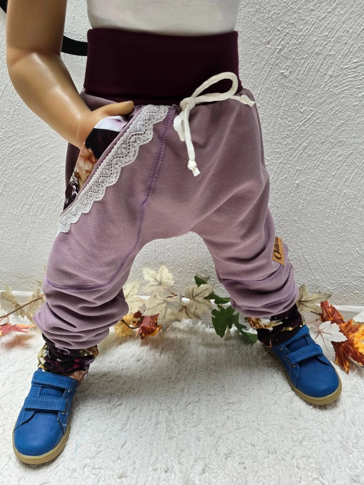 Pumphose mit Blumen, Spitze Gr.104/110 Organic dickerem Sweat Übergang