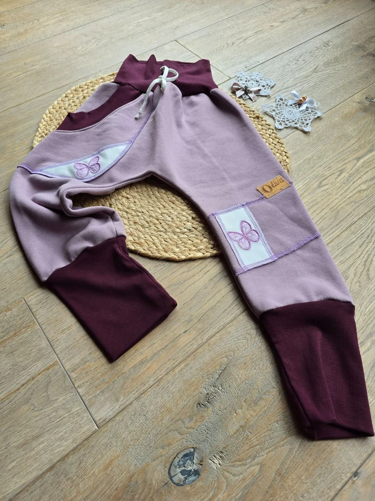Mädchen Pumphose mit Schmetterling Gr.104/110 Organic dickerem Sweat Übergang – Bild 5