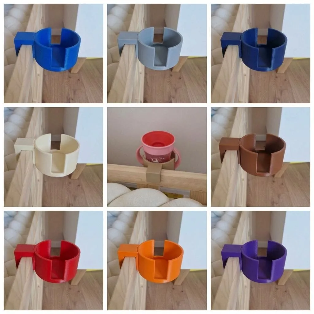 Personalisierter Becherhalter fürs Kinderbett | Trinkflaschenhalter zum Einhängen | Flaschenhalter Kinderzimmer Bett & Stuhl | Geschenkidee