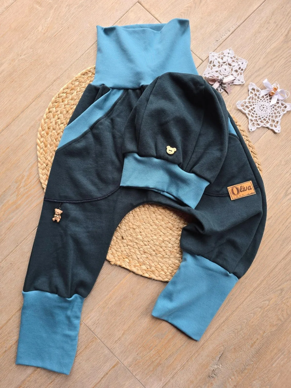 Kuschelige Organic Pumphose, angerautem Wintersweat Gr.104/110 warm Bärchen