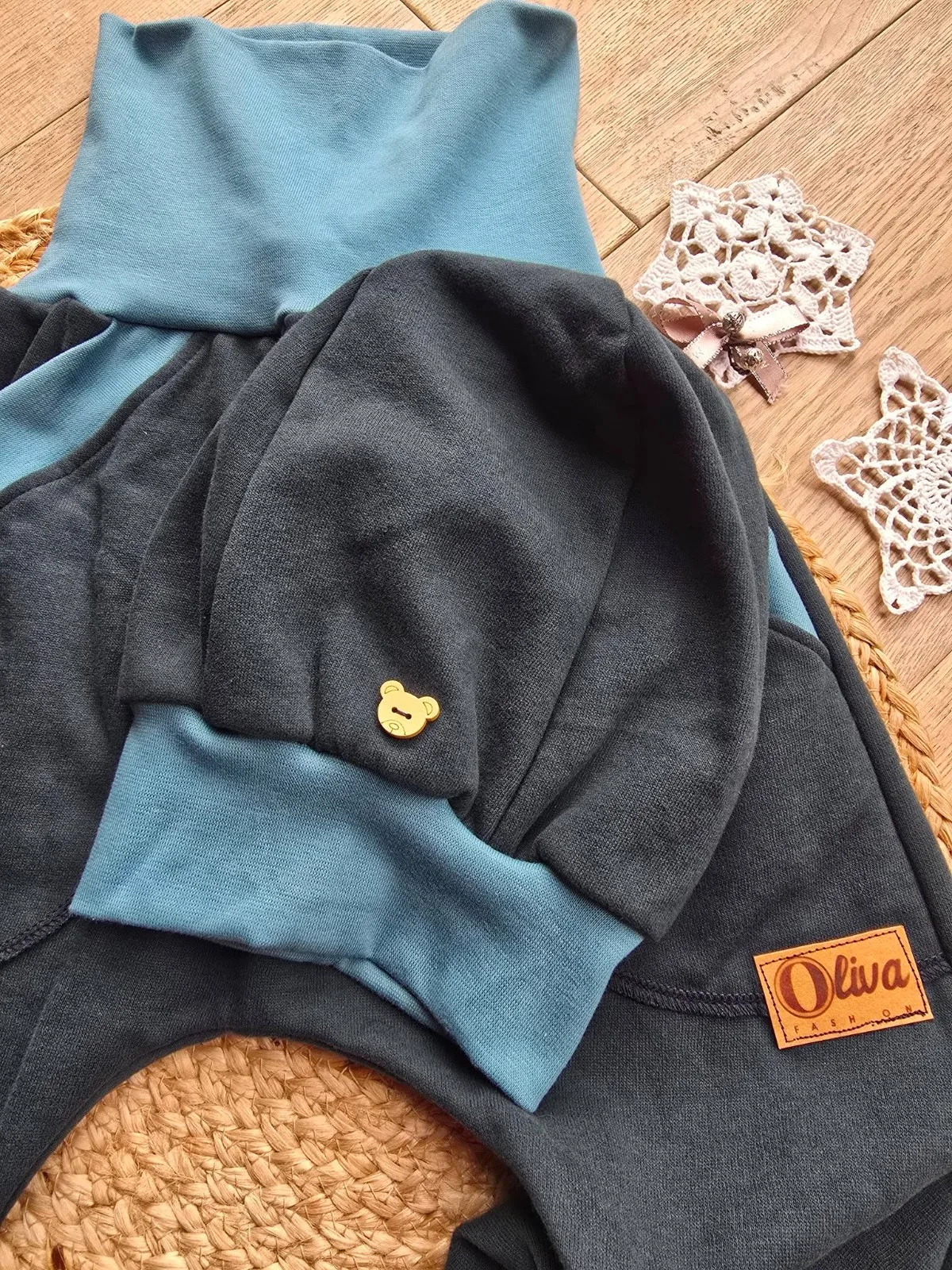 Kuschelige Organic Pumphose, angerautem Wintersweat Gr.104/110 warm Bärchen – Bild 6