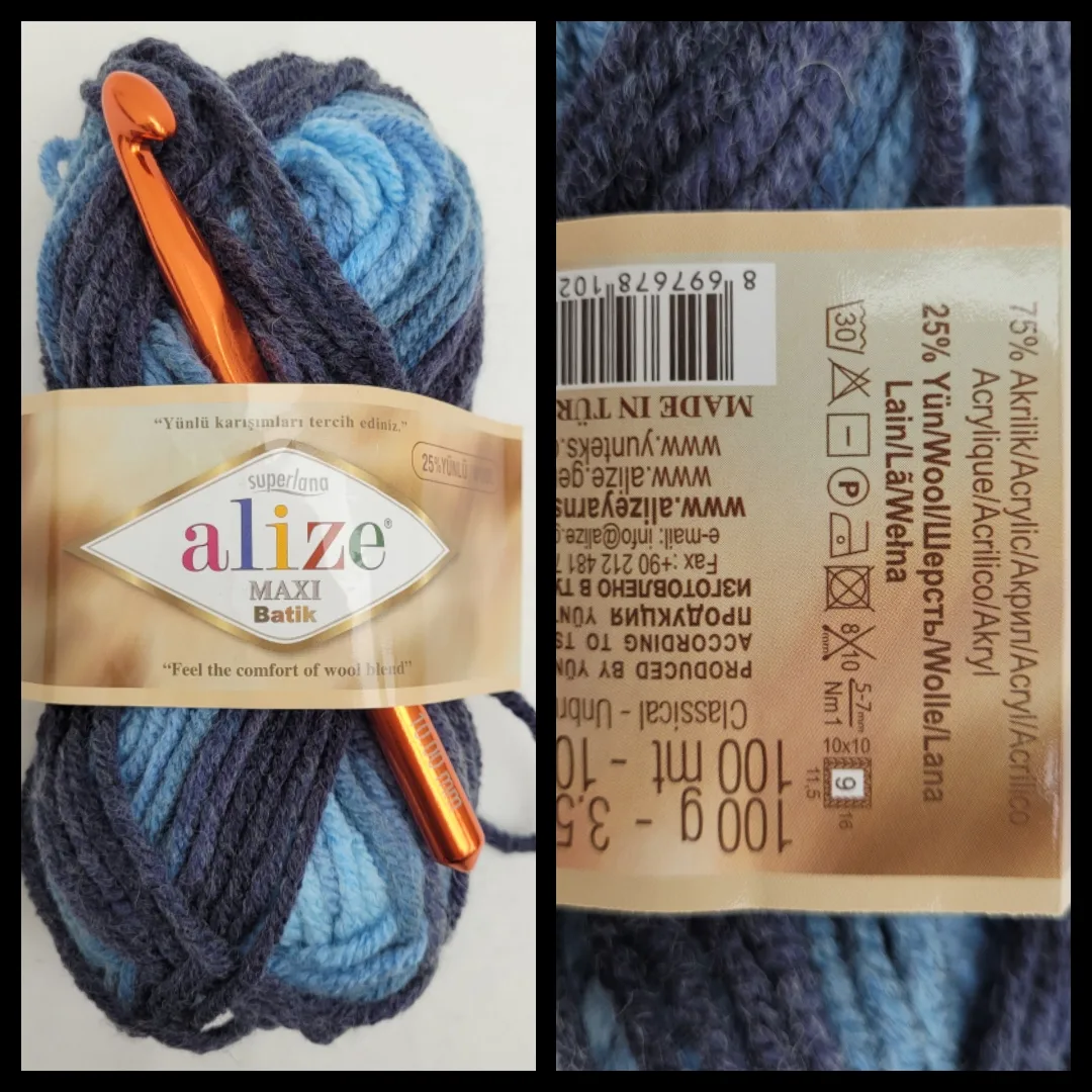 2-teiliges gehäkeltes Winter Set in Blautöne für Damen: Stirnband KU 53–57 cm, Halswärmer dicke Mischwolle (25% Wolle) – Bild 12