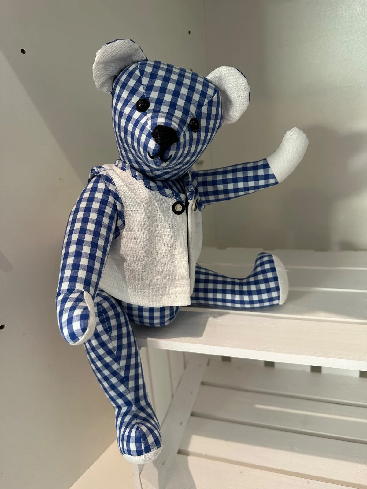 Erinnerungsteddy aus dem Kleidungsstück eines lieben Menschen gefertigt, handgenähter Teddybär aus Stoff, verschiedene Größen 35cm-60cm – Bild 6