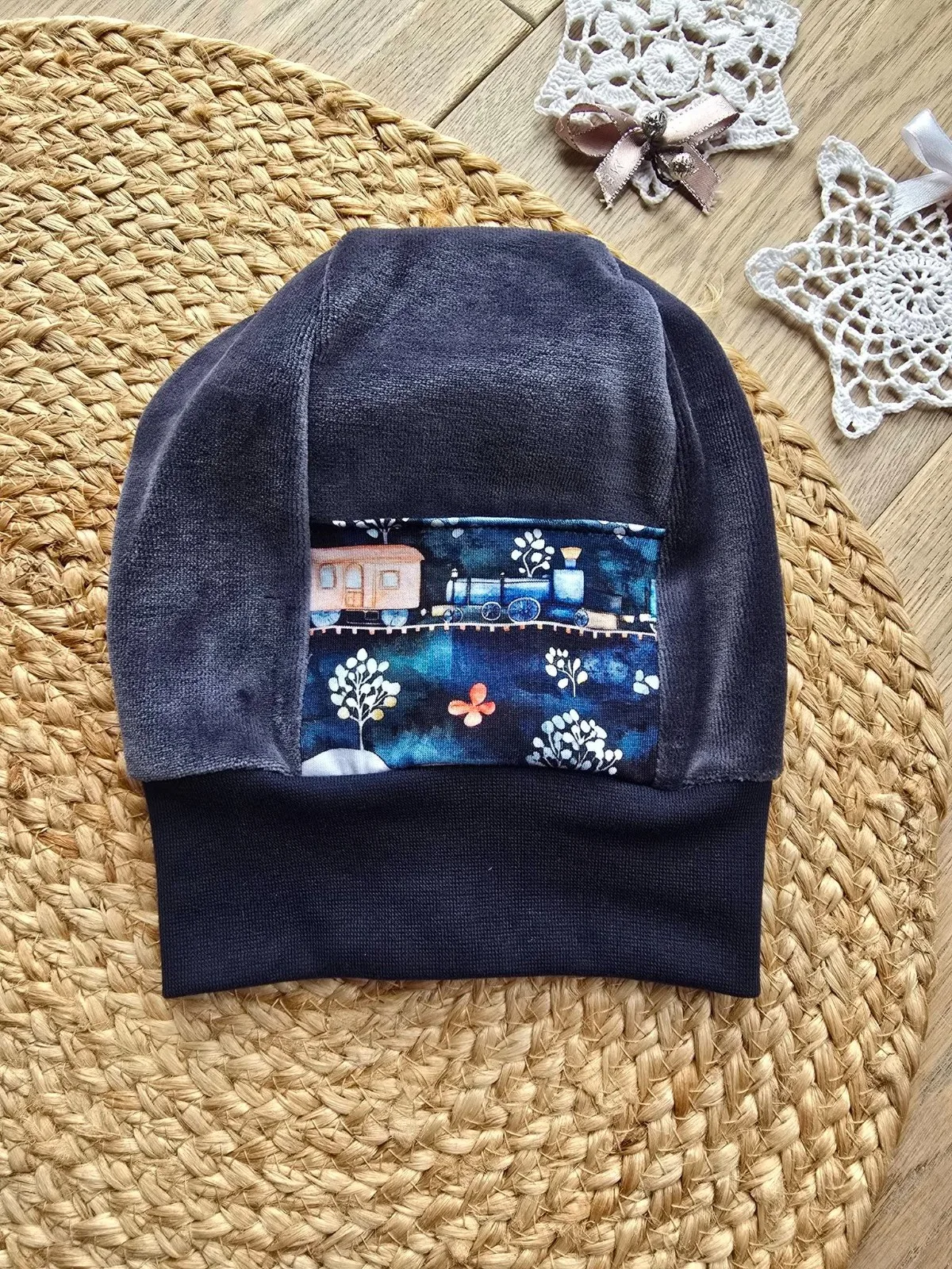 Wintermütze Plüsch Baby, Kindermützen Unisex KU.44-48 cm Blau Wintermotiv Warm