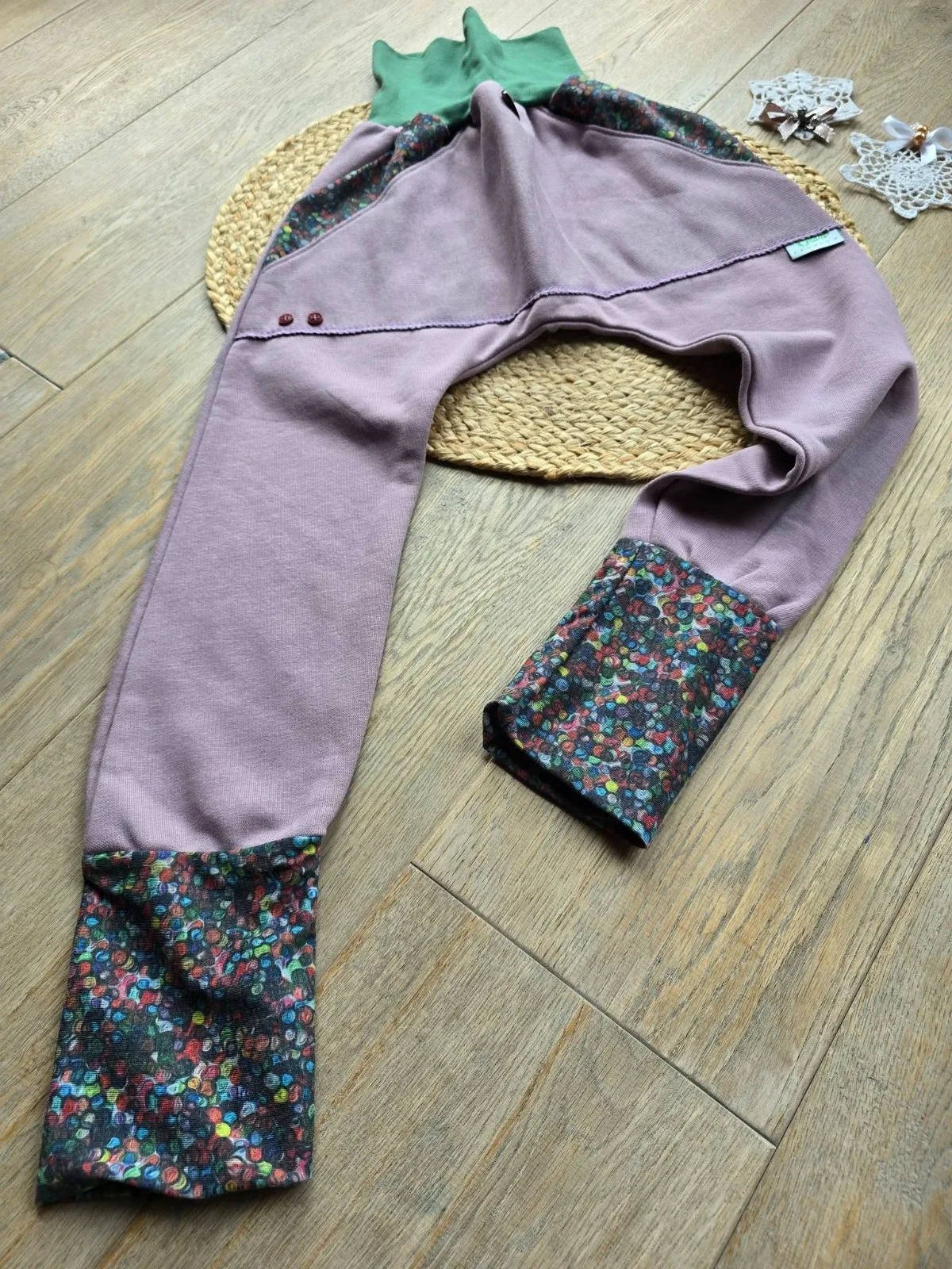 Mädchenhose Altrosa Kinder Pumphose Gr.122/128 Organic dickerem Sweat Übergang – Bild 4
