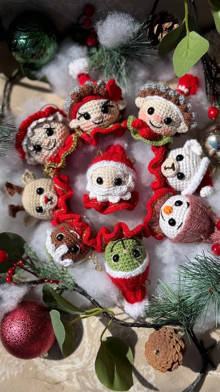 Handgehäkeltes Weihnachtsdeko-Set – 9 Figuren – Bild 3