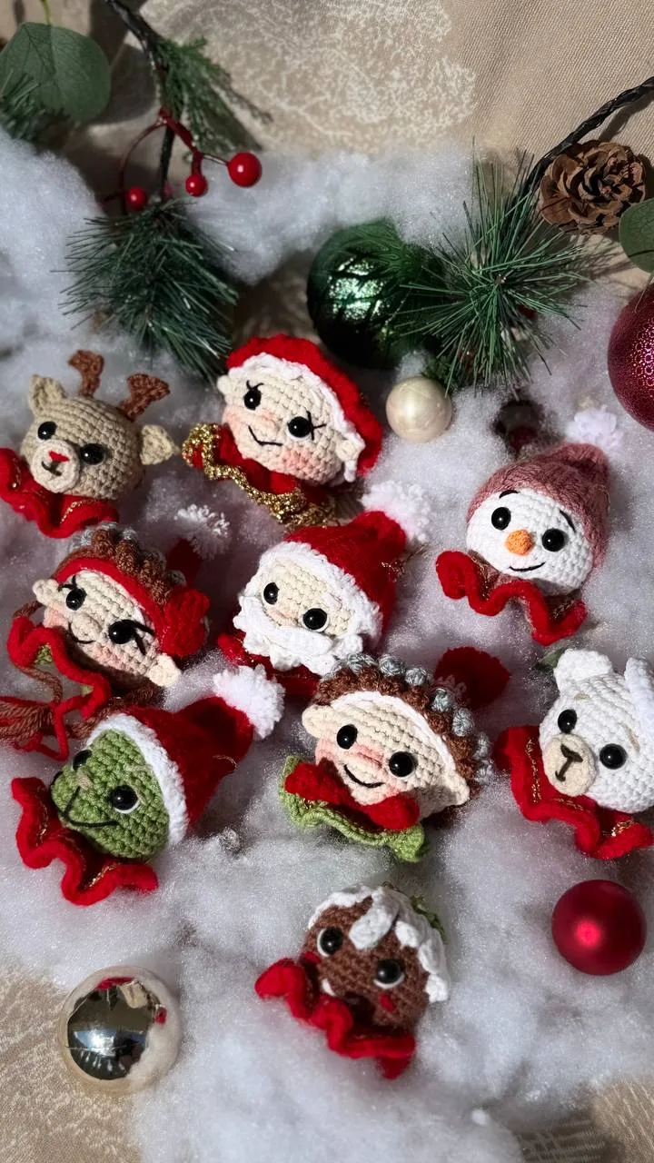 Handgehäkeltes Weihnachtsdeko-Set – 9 Figuren – Bild 6