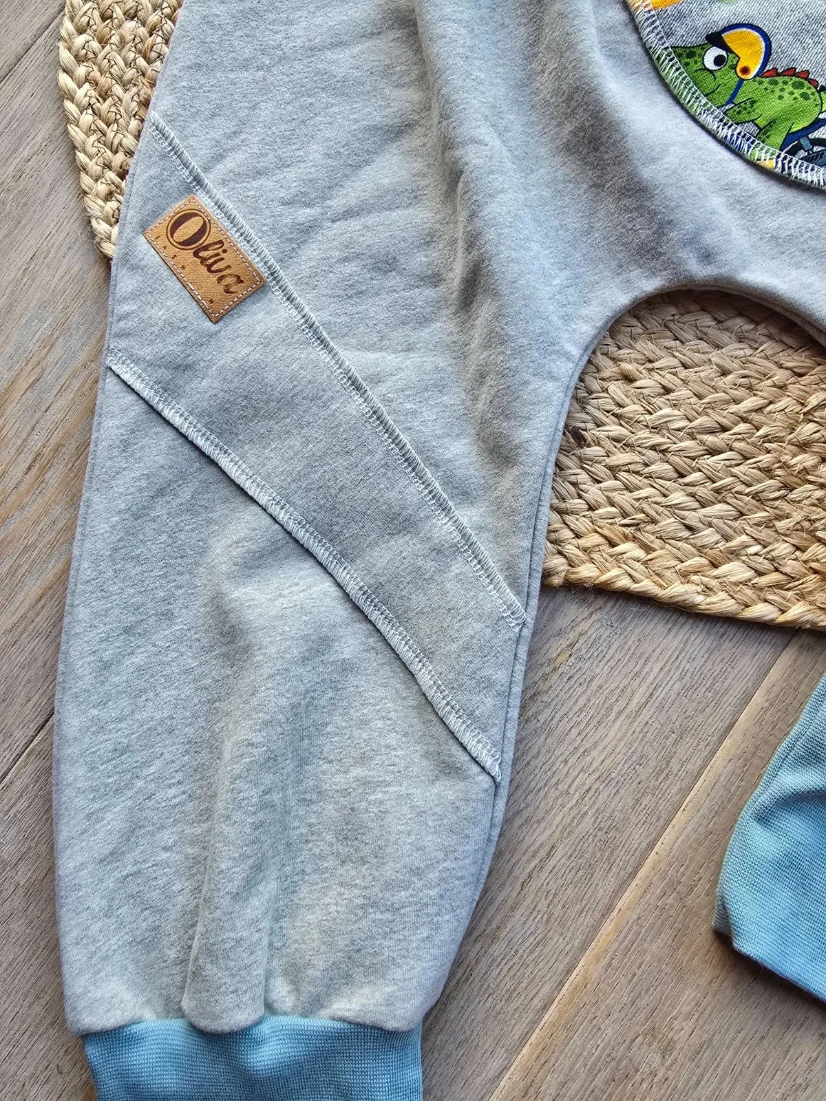 Kuschelige Bio Pumphose, angerautem Wintersweat Gr.110/116 warm Dinosaurier – Bild 5