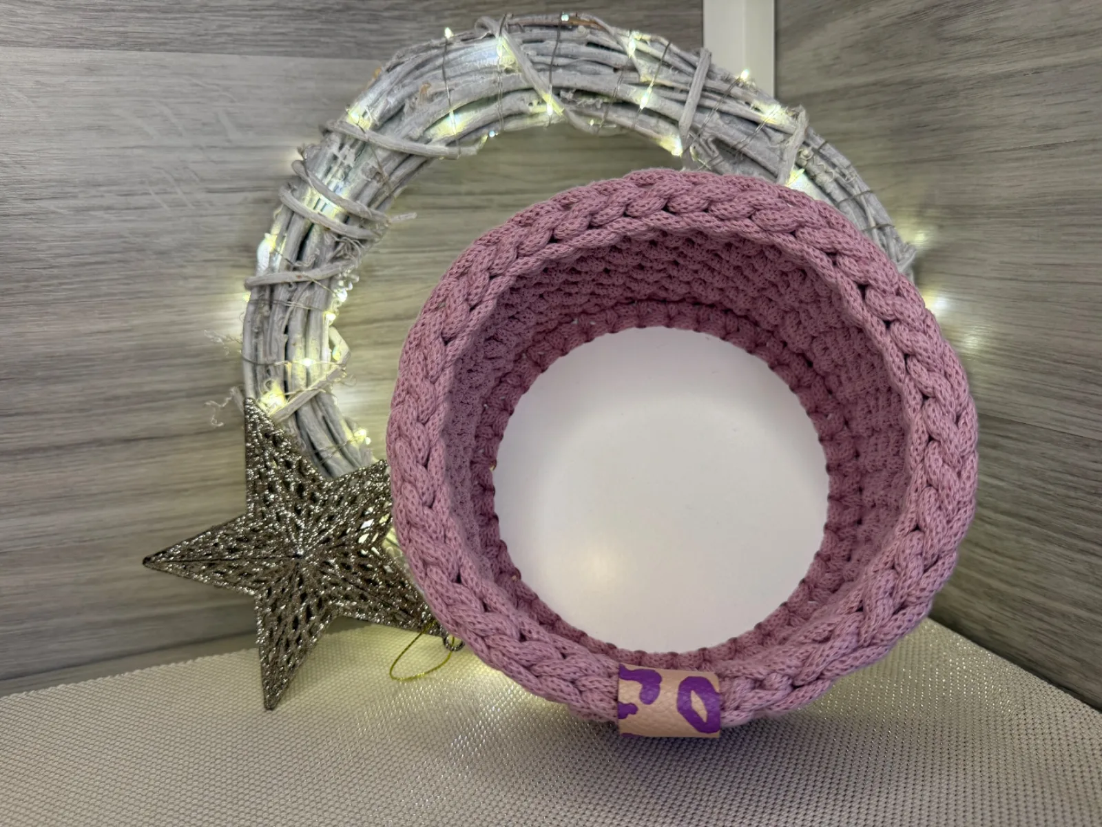 Häkelkörbe, Dekokorb, Bobbiny-Garn,ø 17cm, Dusty-Rose, Aufbewahrung – Bild 2
