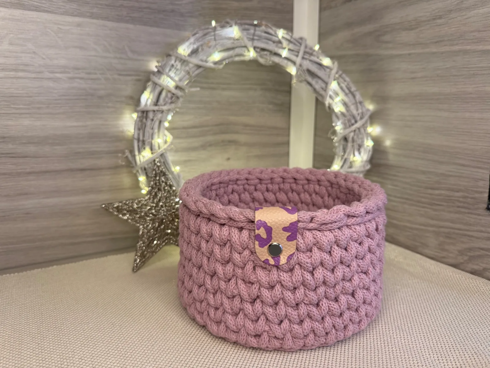 Häkelkörbe, Dekokorb, Bobbiny-Garn,ø 17cm, Dusty-Rose, Aufbewahrung