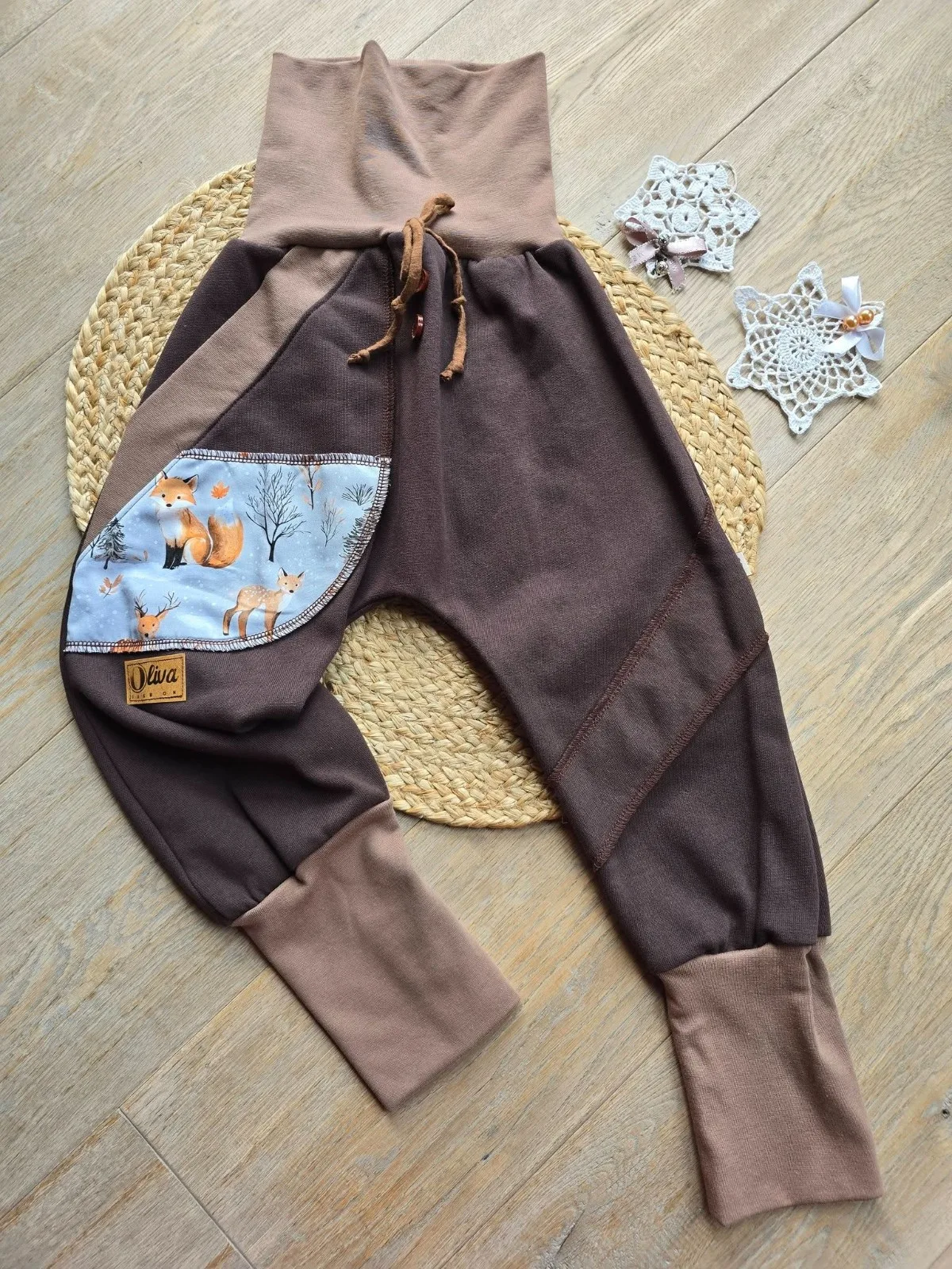 Kuschelige Kinder Bio Pumphose aus angerautem Wintersweat Gr.110/116 – flauschig warm, Unisex & Fuchs