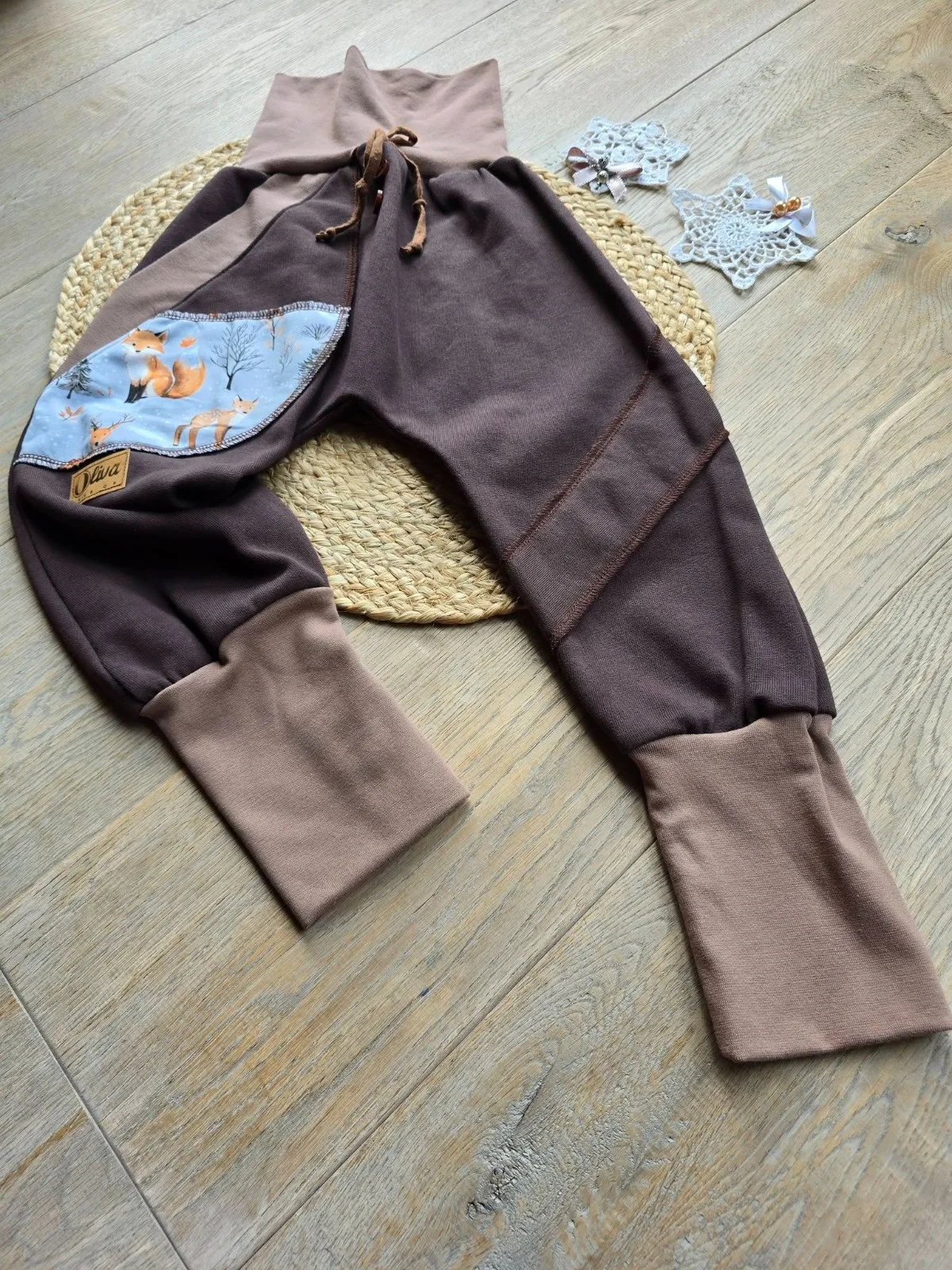 Kuschelige Kinder Bio Pumphose aus angerautem Wintersweat Gr.110/116 – flauschig warm, Unisex & Fuchs – Bild 8