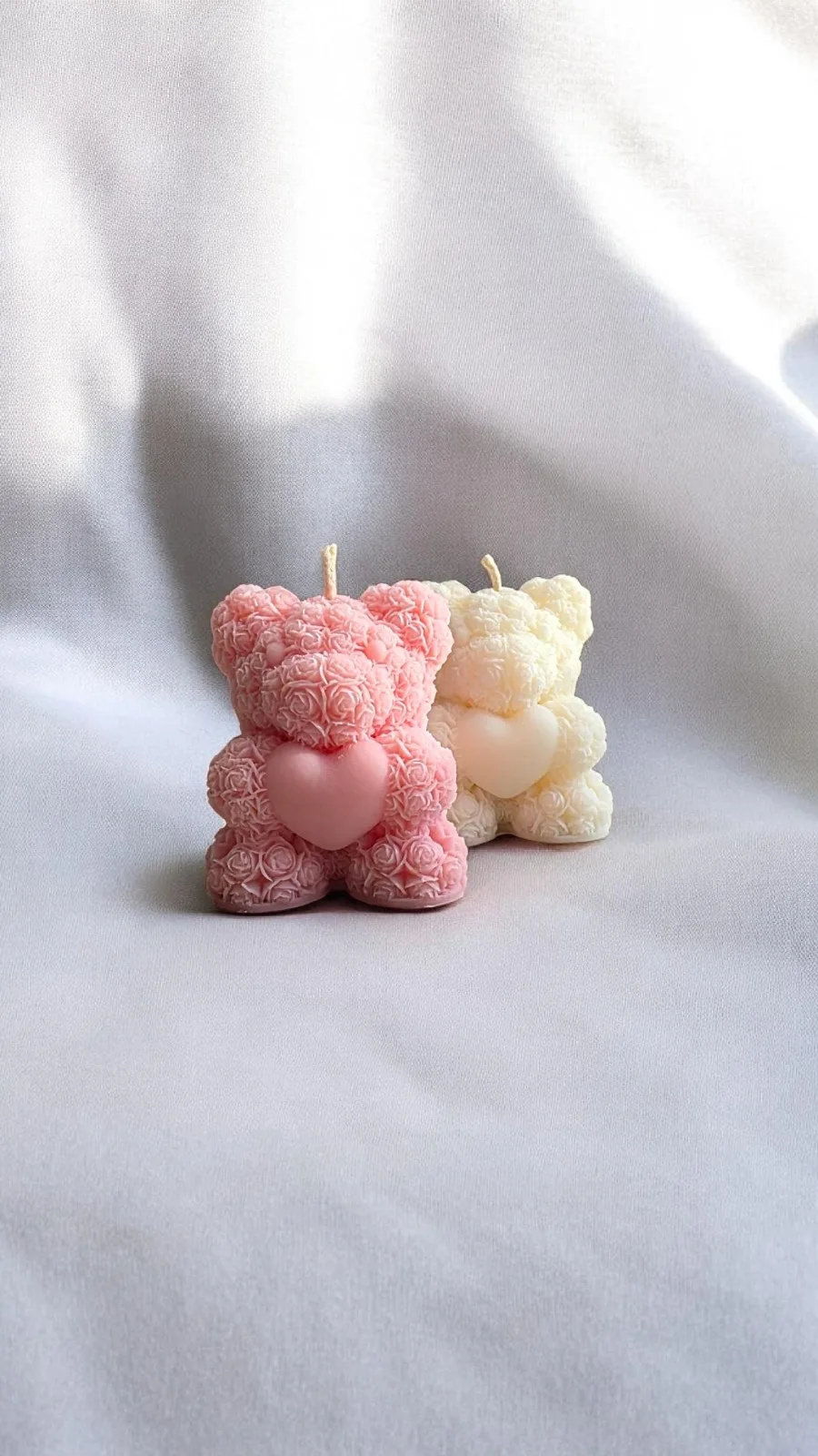 Bärenkerze mit Herz aus Rapswachs – Geschenkidee & romantische Deko